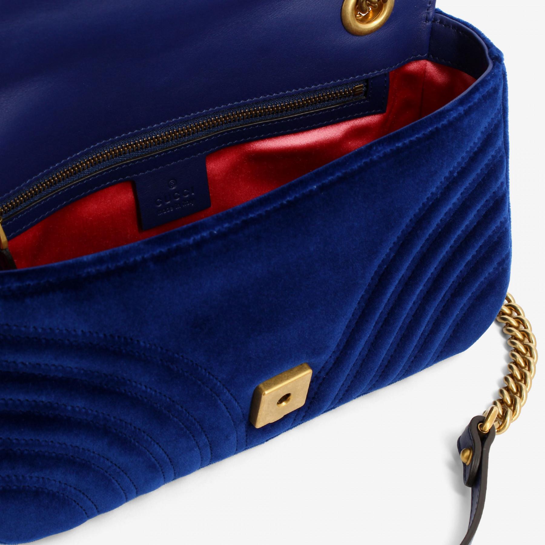 Lyst - Gucci Gg Marmont Velvet Bag in Blue