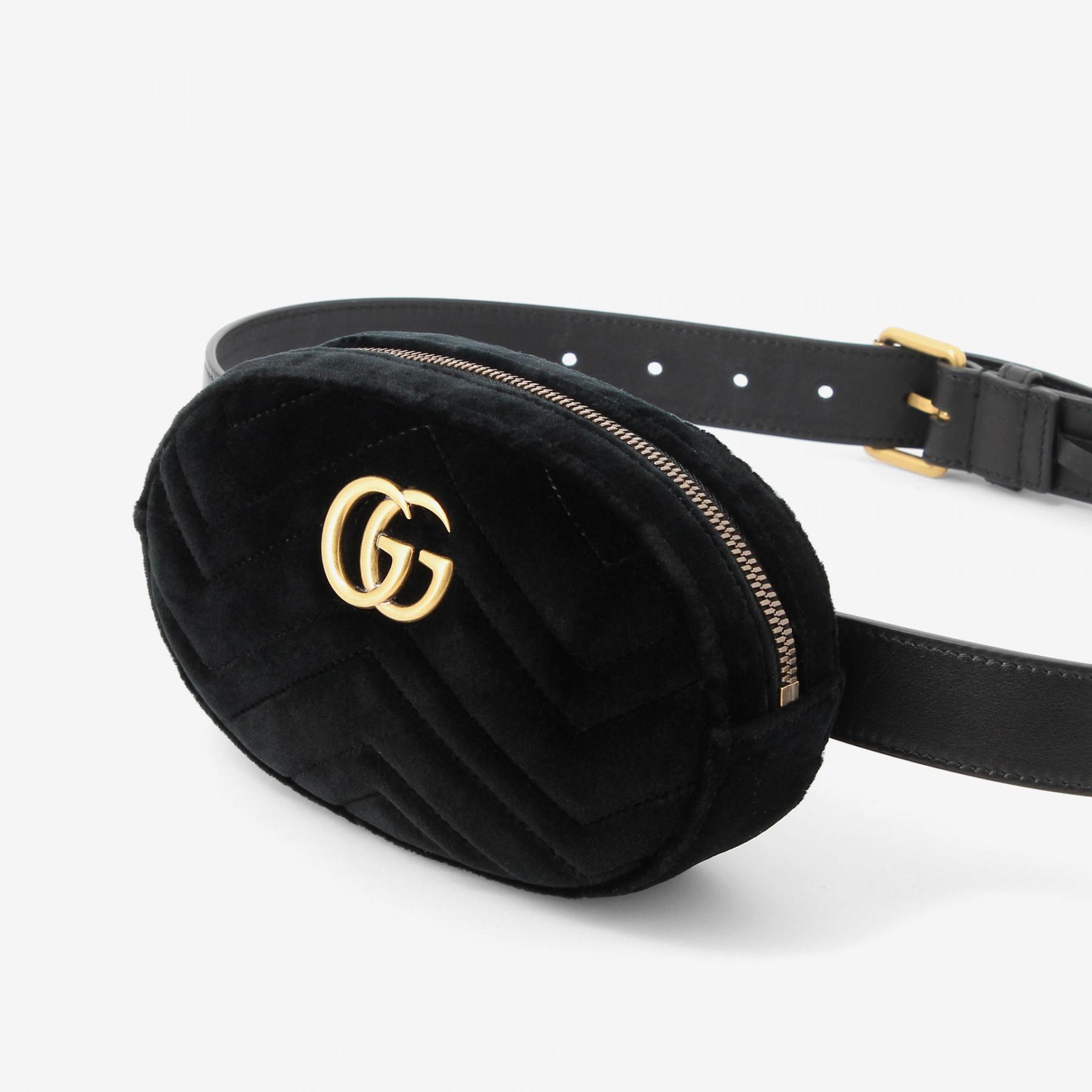 Lyst - Gucci Velvet Marmont Belt Bag in Black