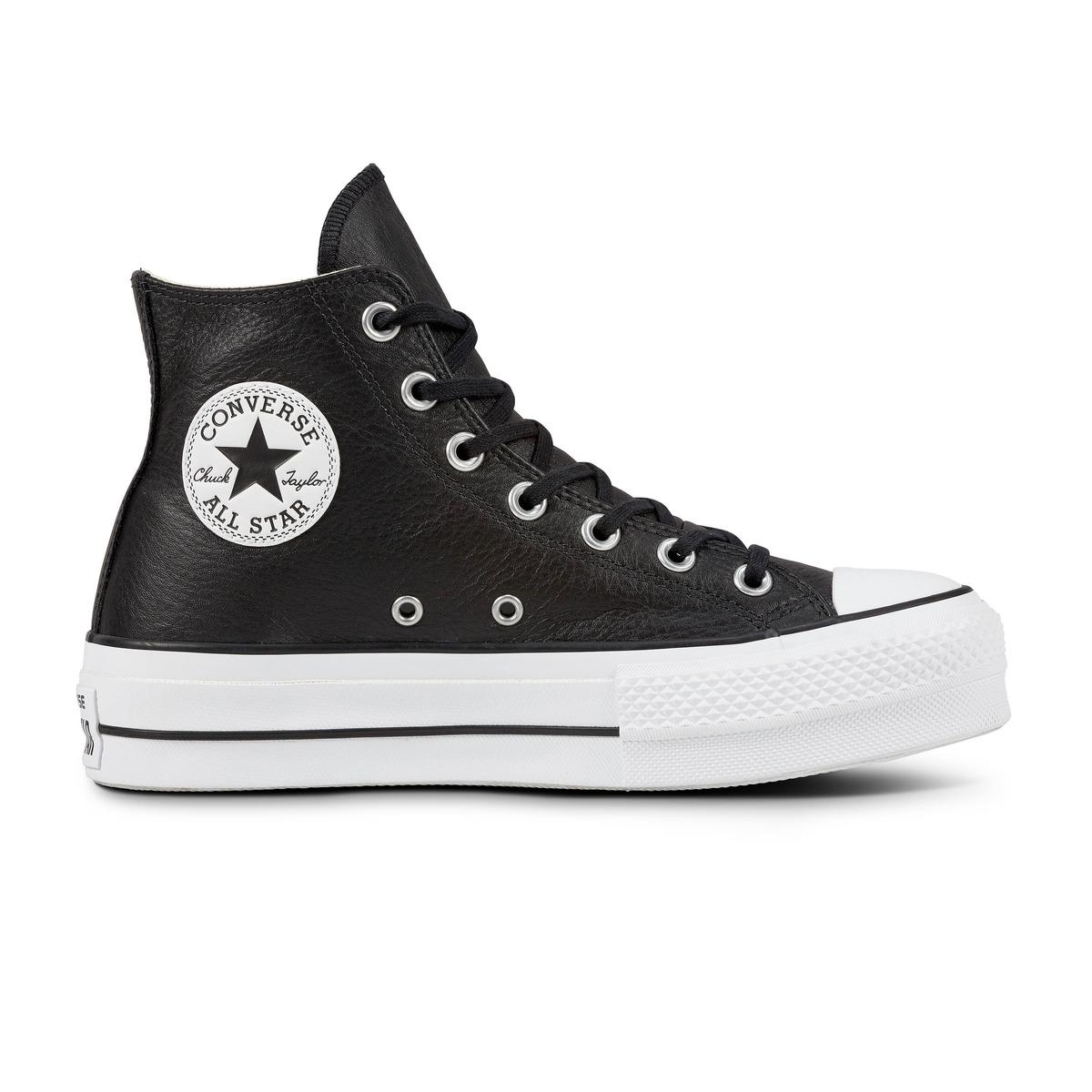 Converse Chuck Taylor All Star Lift Clean Platform High Leather Casual Trainers in Black - Lyst