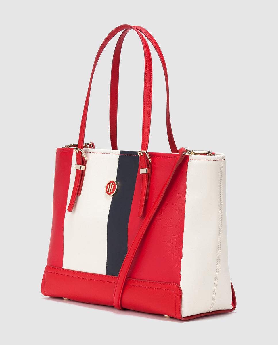Lyst - Tommy Hilfiger Red, White And Navy Blue Striped Tote Bag. in Red