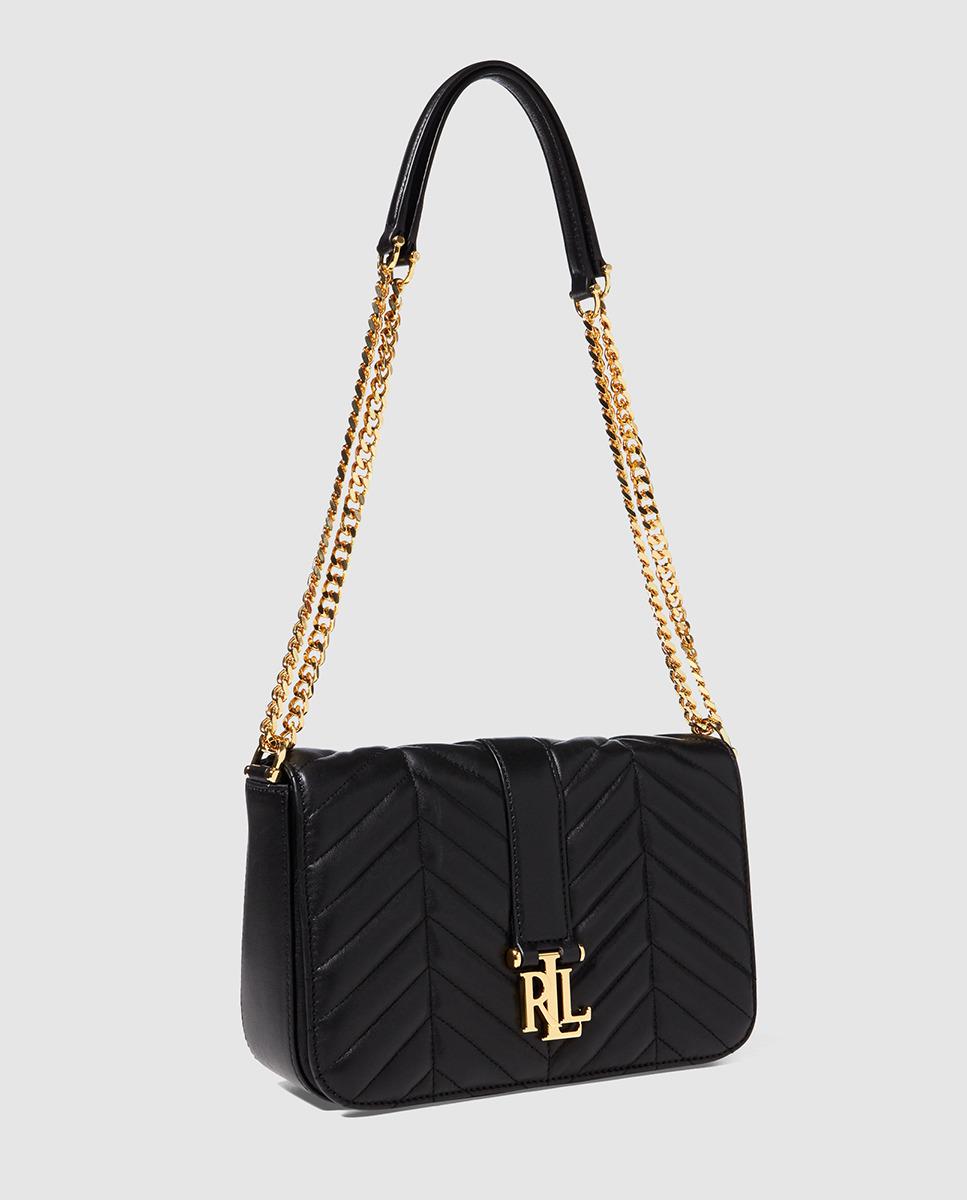 Lyst Lauren By Ralph Black Quilted Leather Shoulder Bag Gallery