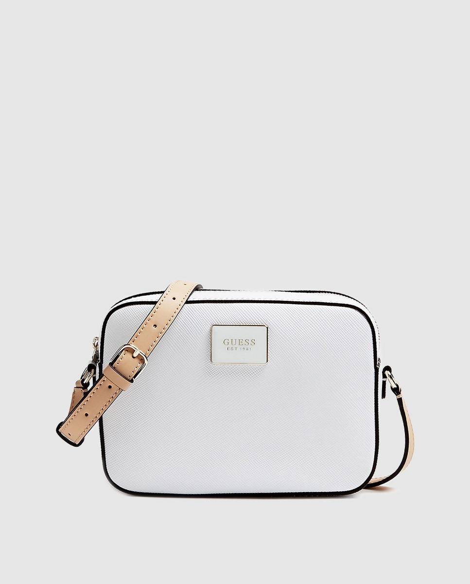Lyst - Guess Small White Faux Saffiano Leather Crossbody Bag in White