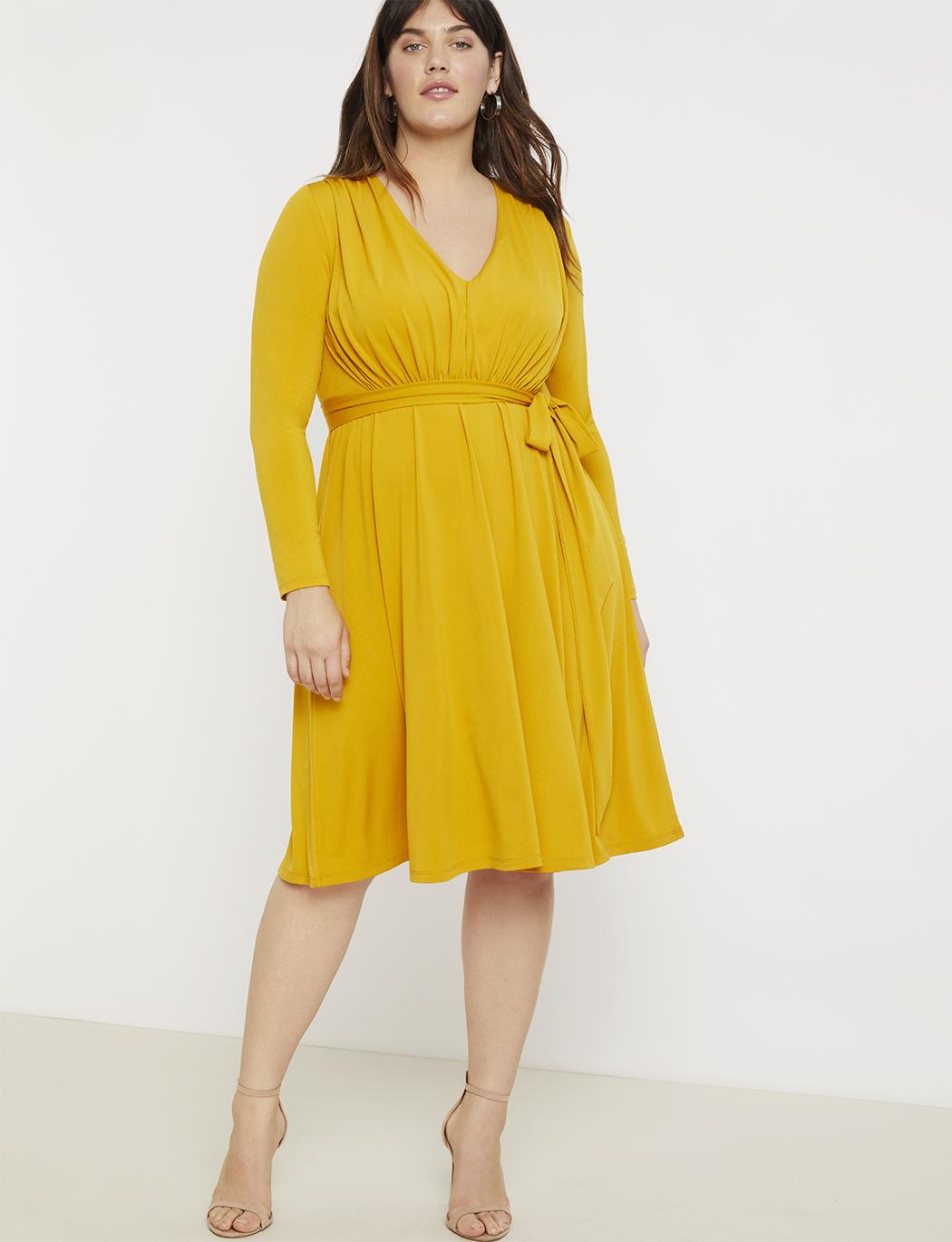 Eloquii Synthetic Gathered Waist V-neck Dress in Yellow - Save 11% - Lyst