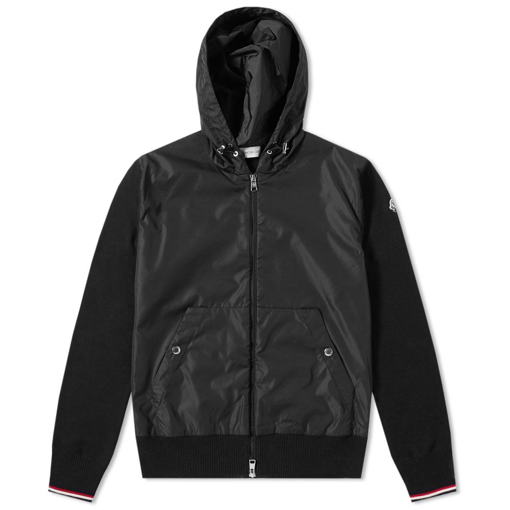moncler black nylon knit hoodie moncler black nylon knit hoodie