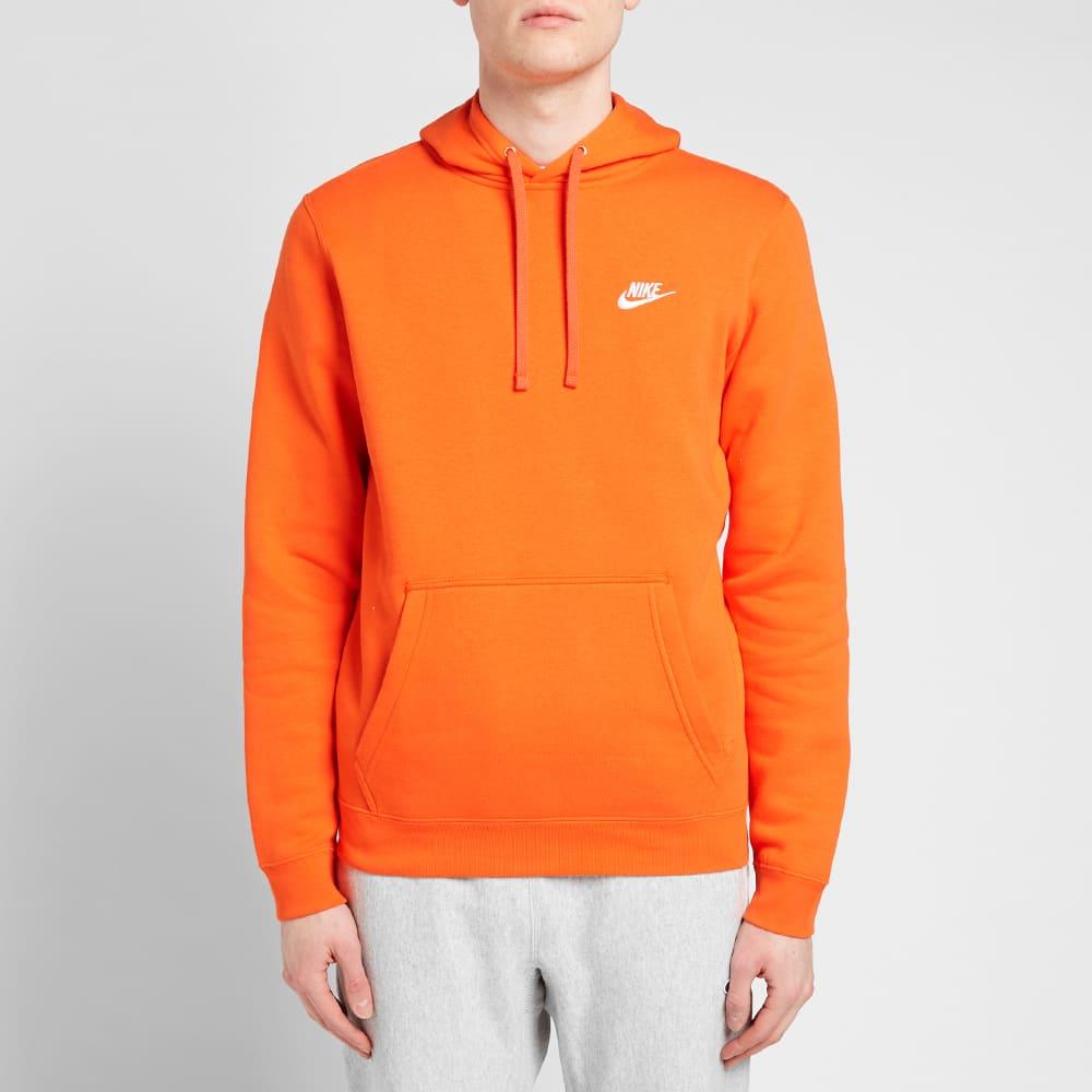 Nike Fleece Club Pullover Hoody in Orange for Men - Lyst