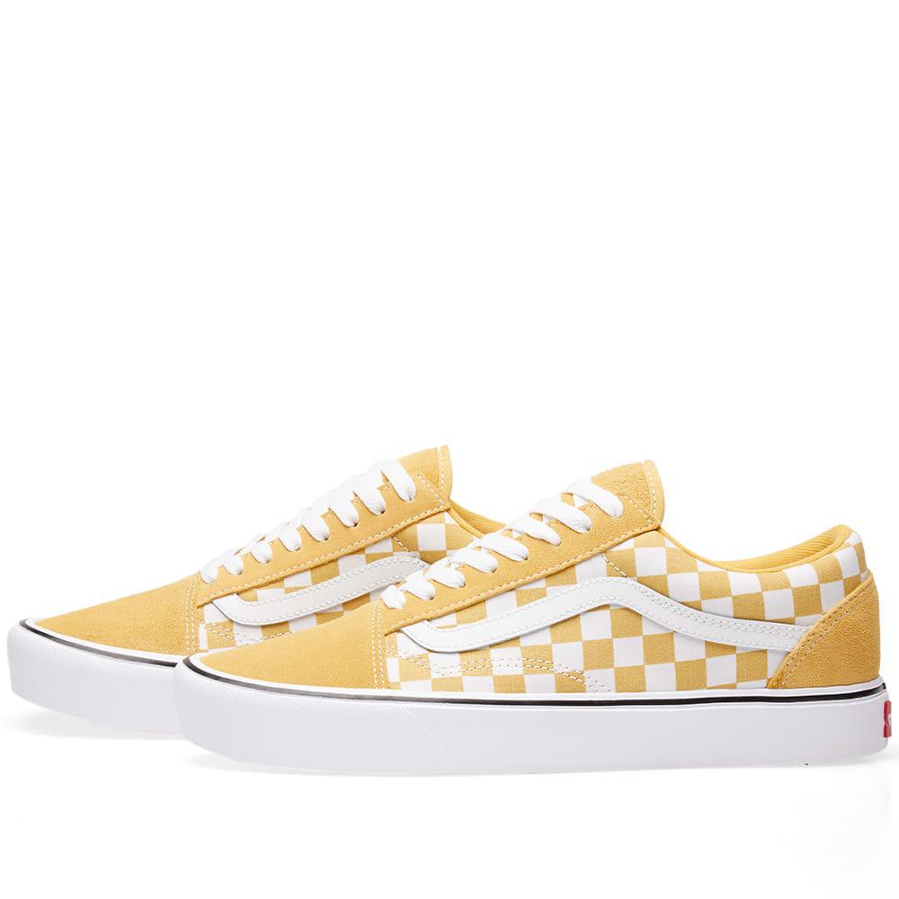 old skool checkerboard vans with yellow old skool checkerboard vans with yellow