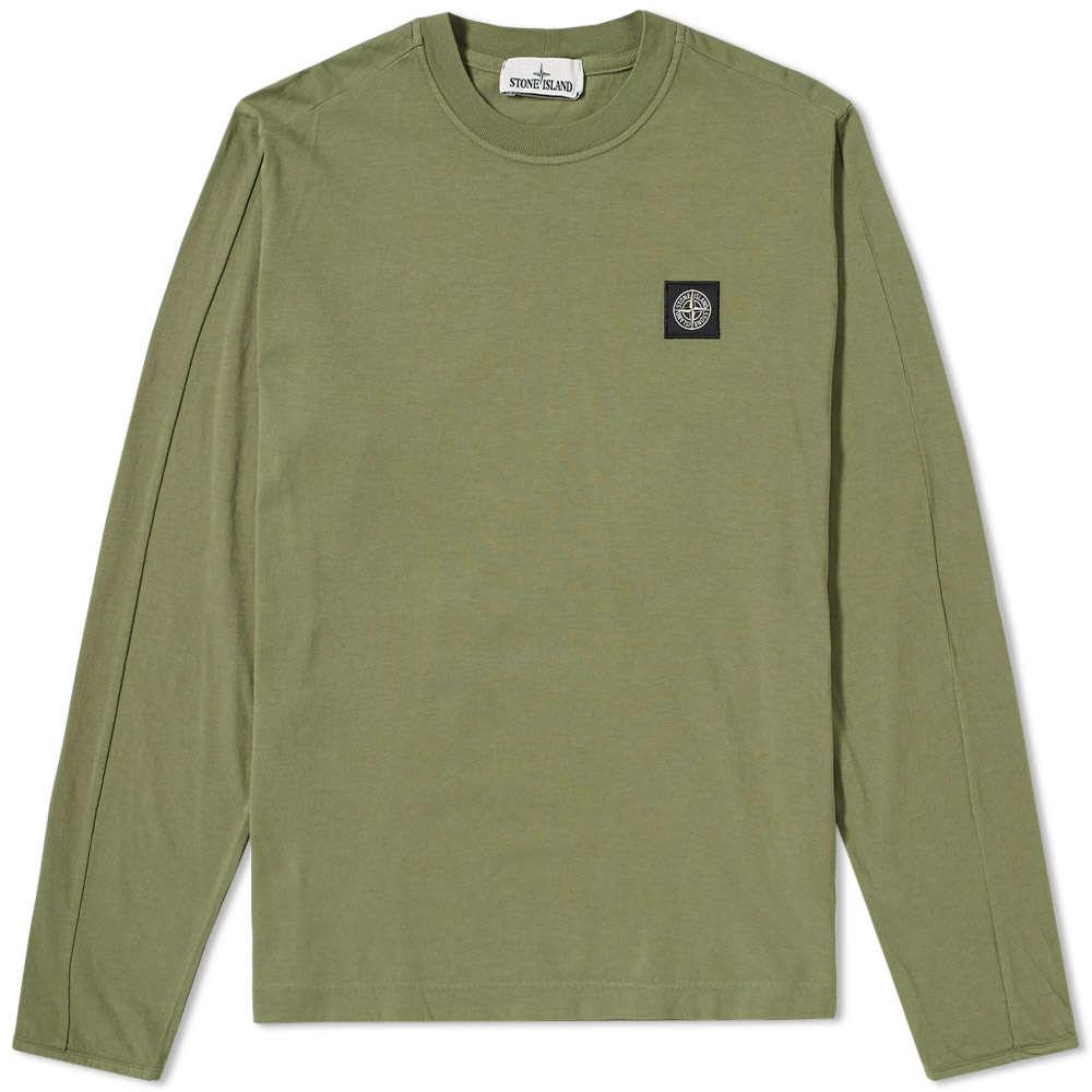 Lyst - Stone Island Long Sleeve Patch Logo Tee in Green for Men