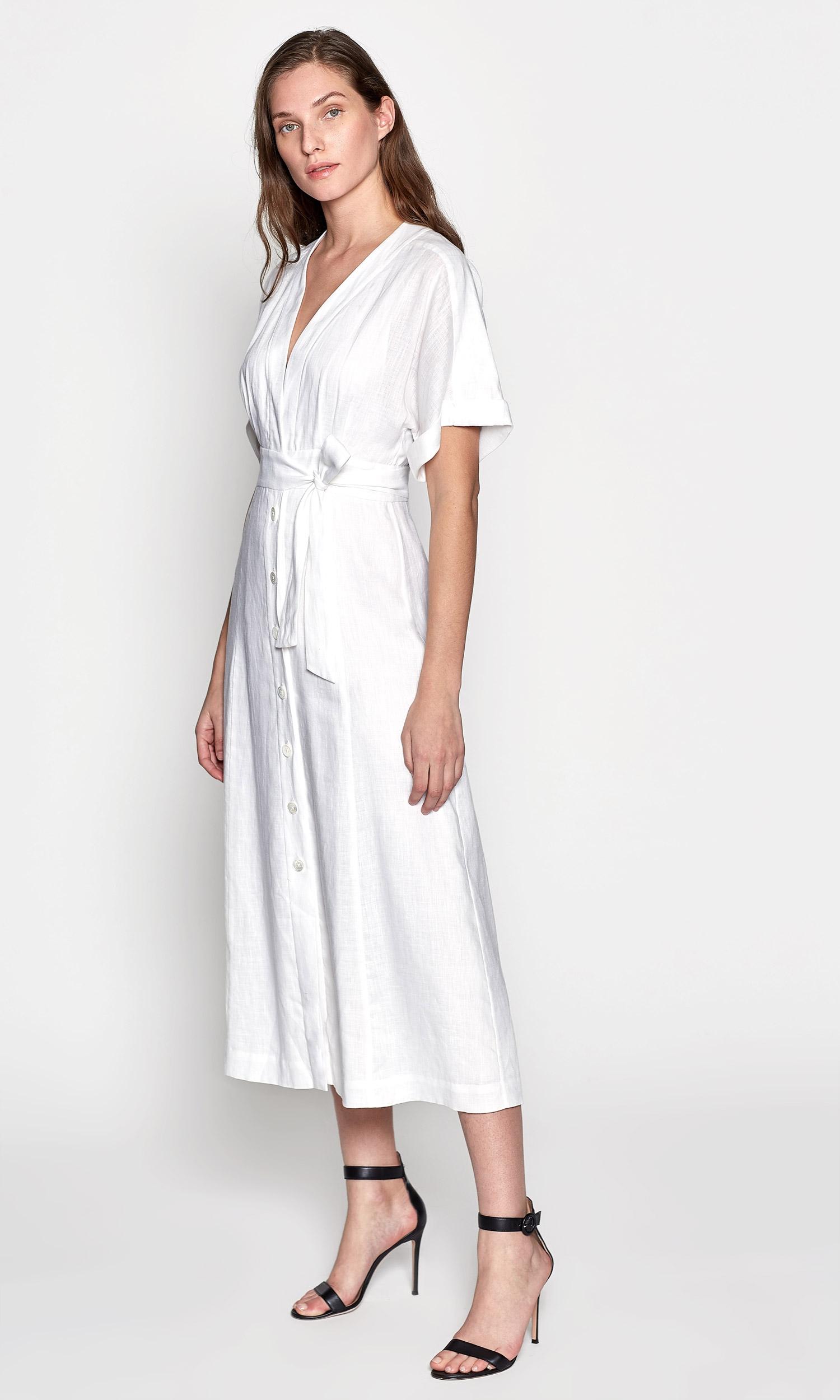 Equipment Nauman Linen Midi Dress in Bright White (White) - Lyst
