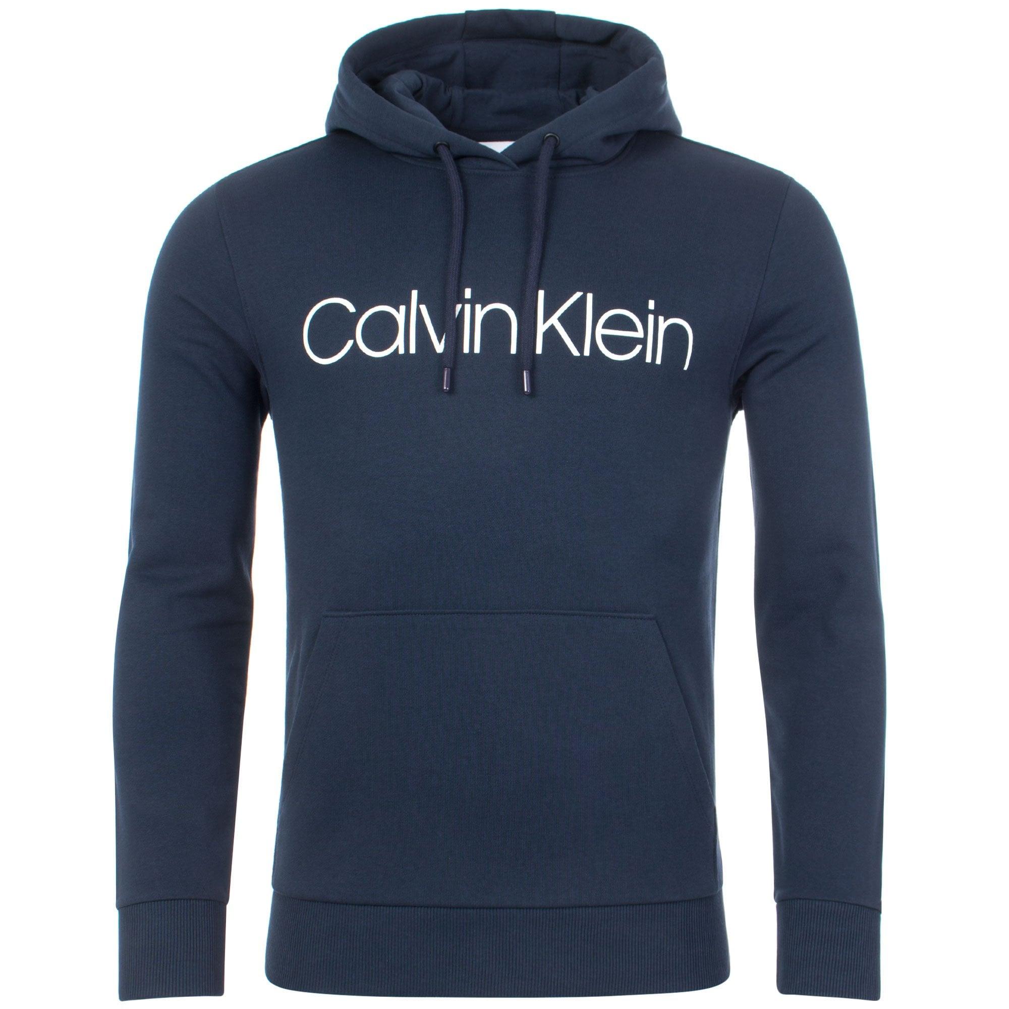 Calvin Klein Cotton Logo Hoodie in Blue for Men - Lyst