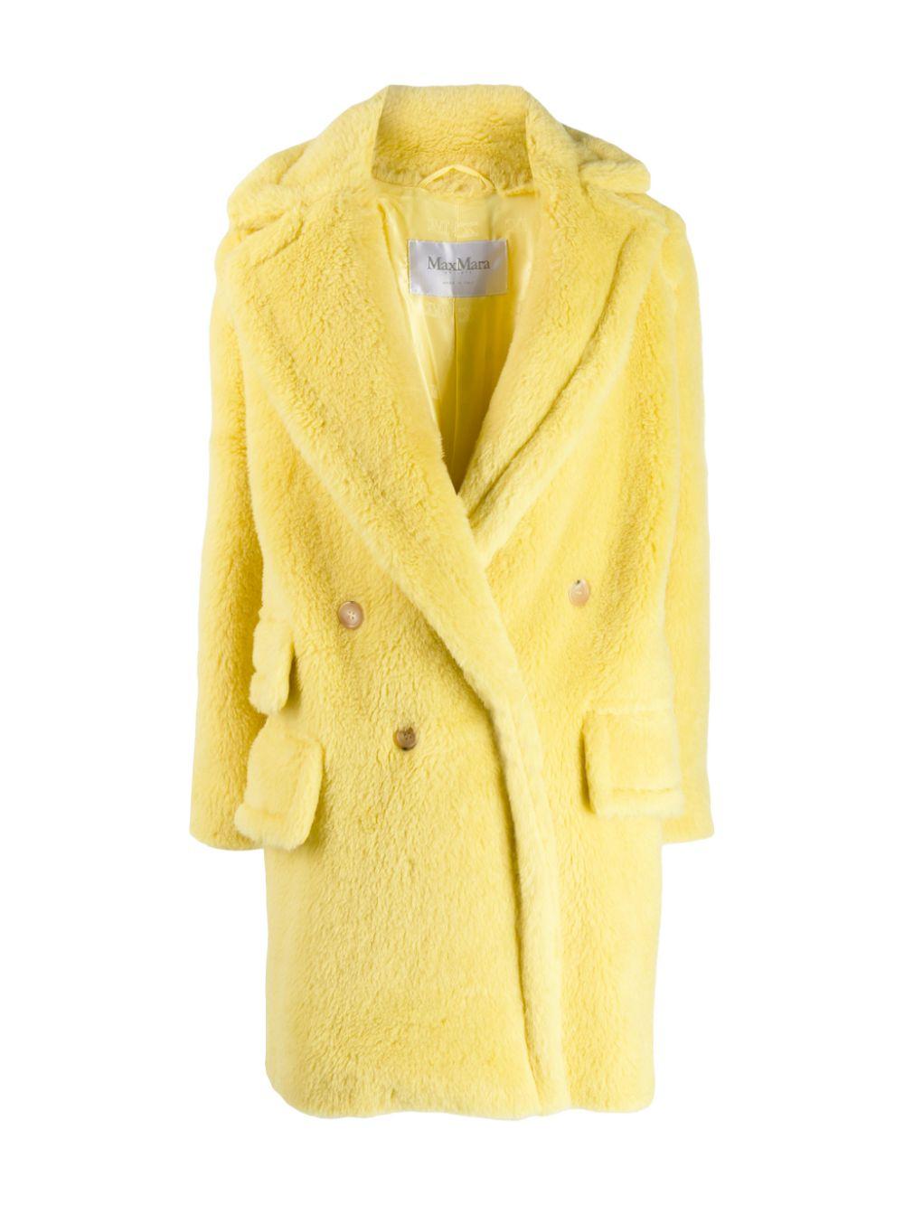 Max Mara Wool Fluffy Double-breasted Coat in Yellow - Save 6% - Lyst