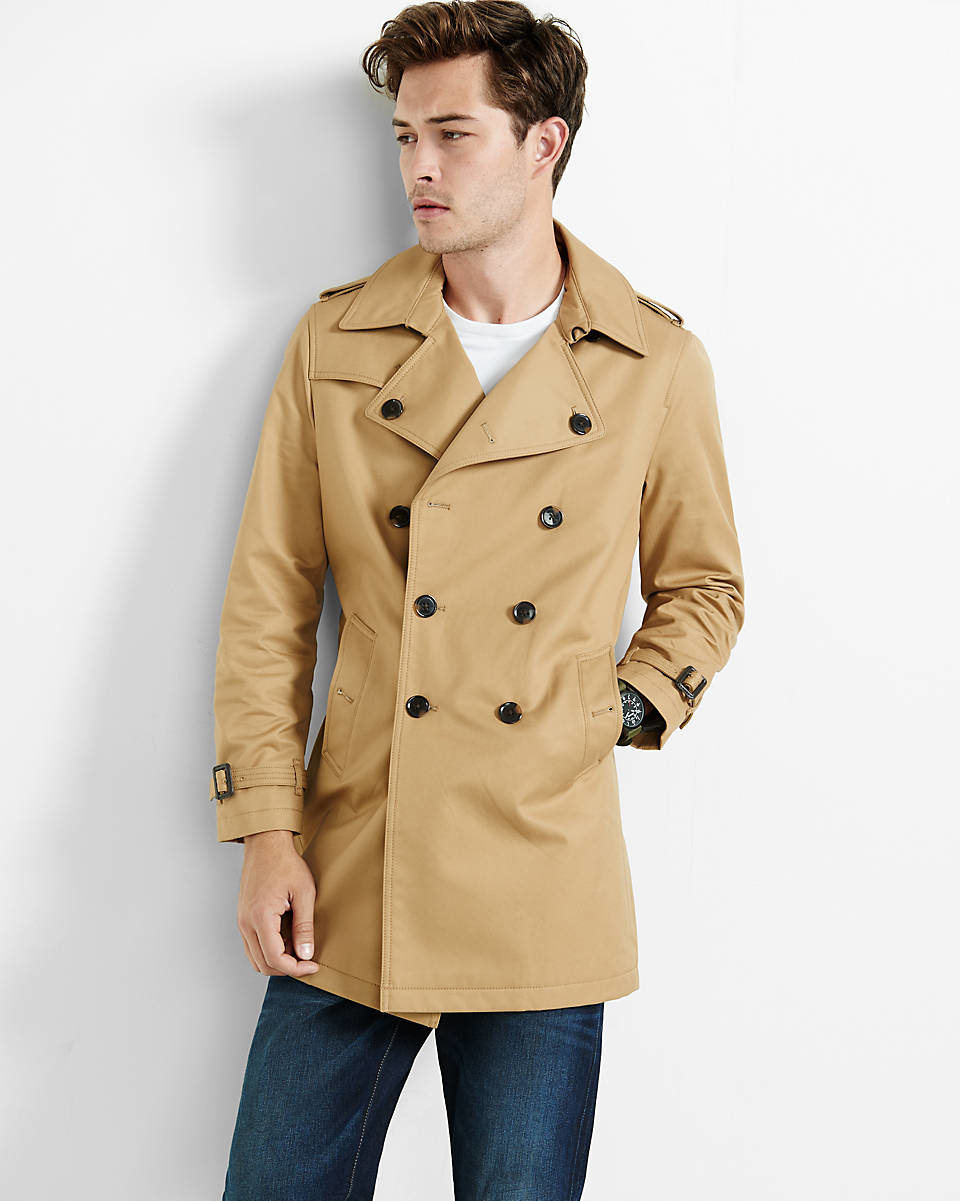Lyst - Express Khaki Belted Trench Coat in Natural for Men