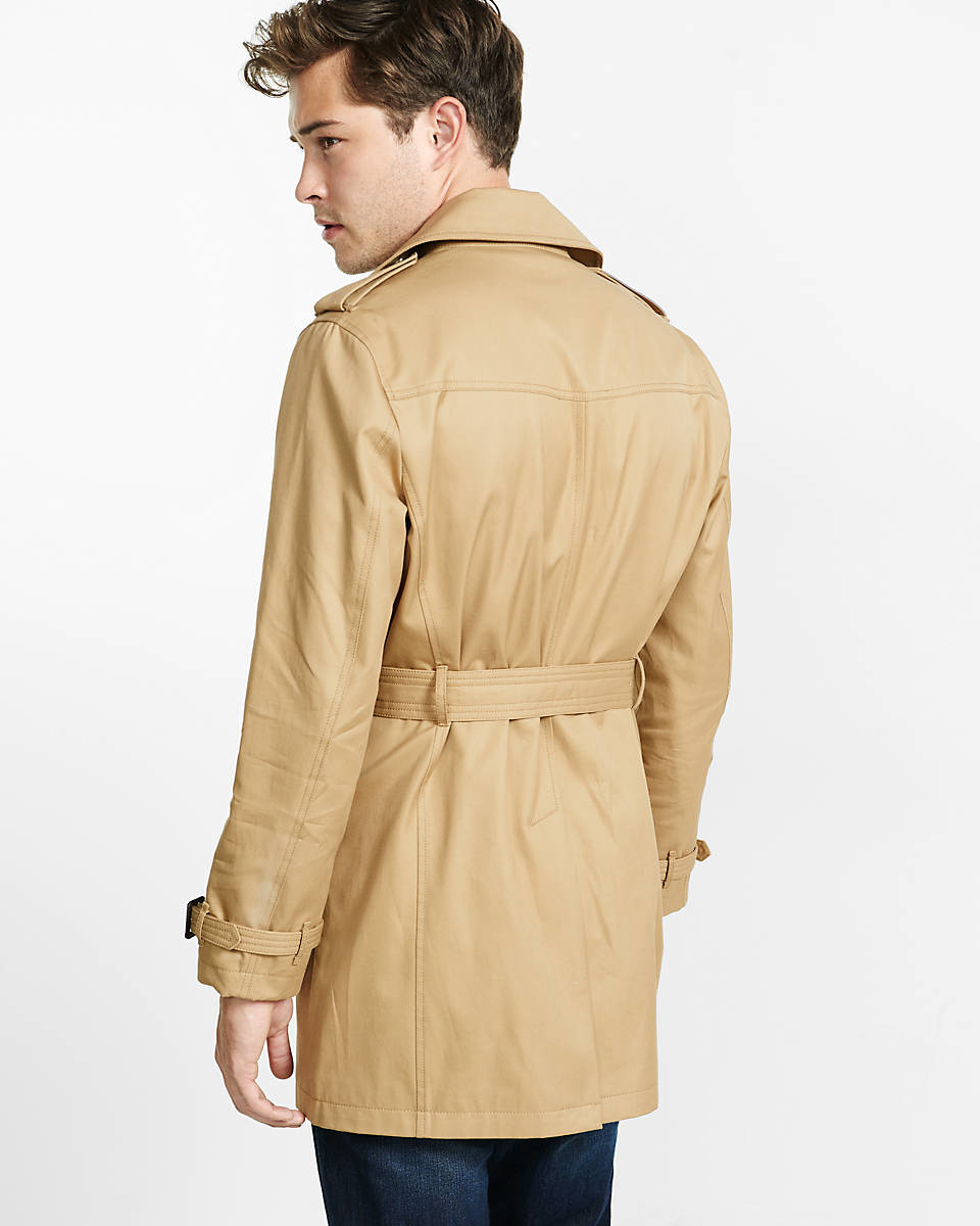 Lyst Express Khaki Belted Trench Coat in Natural for Men