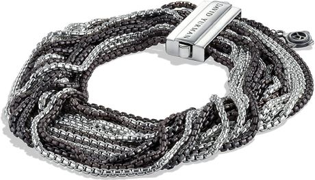 David Yurman Box Chain Multi-row Bracelet in Black (Silver/Black Silver) | Lyst