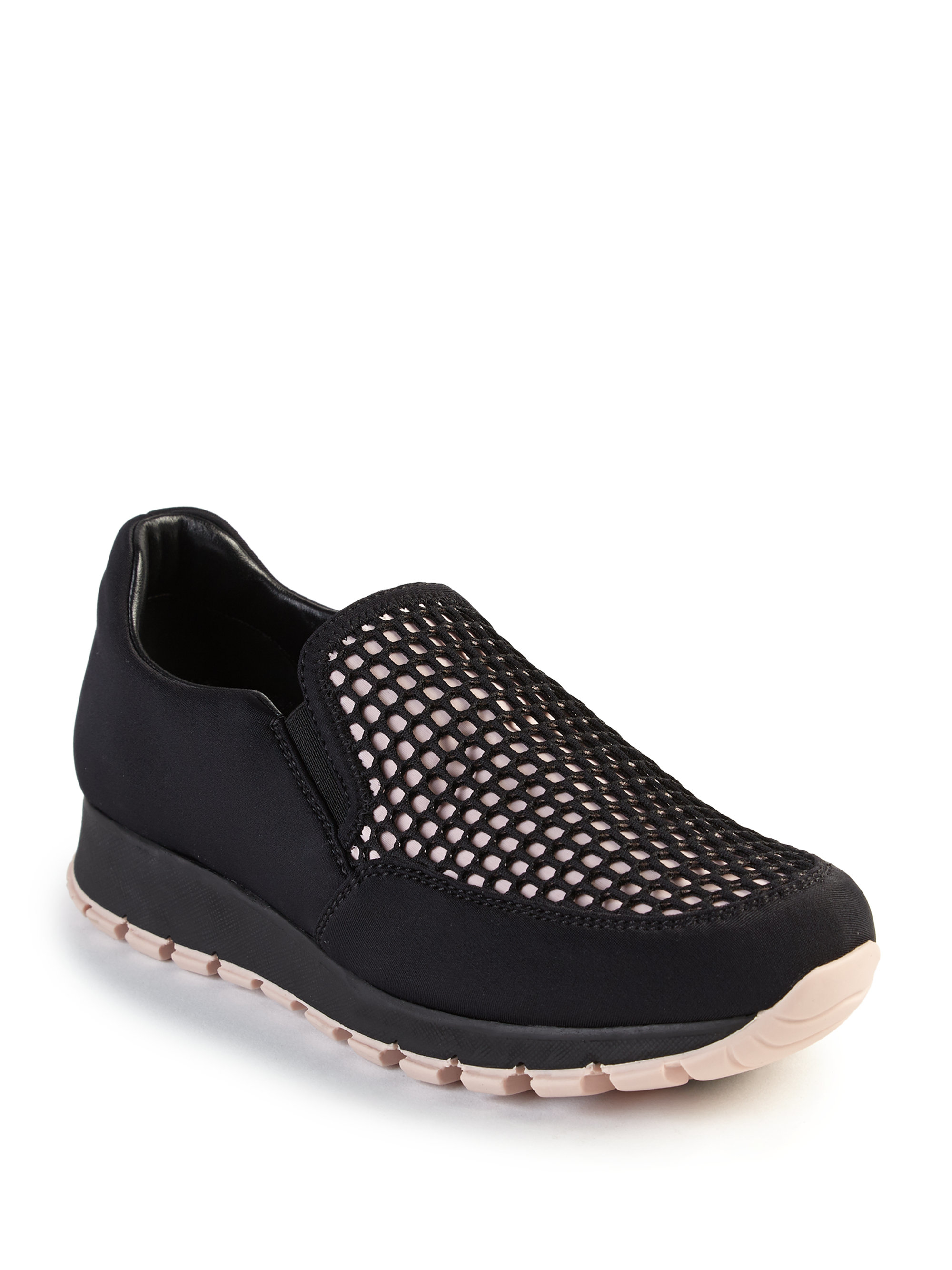 Prada Honeycomb Mesh Slip-on Sneakers in Black | Lyst