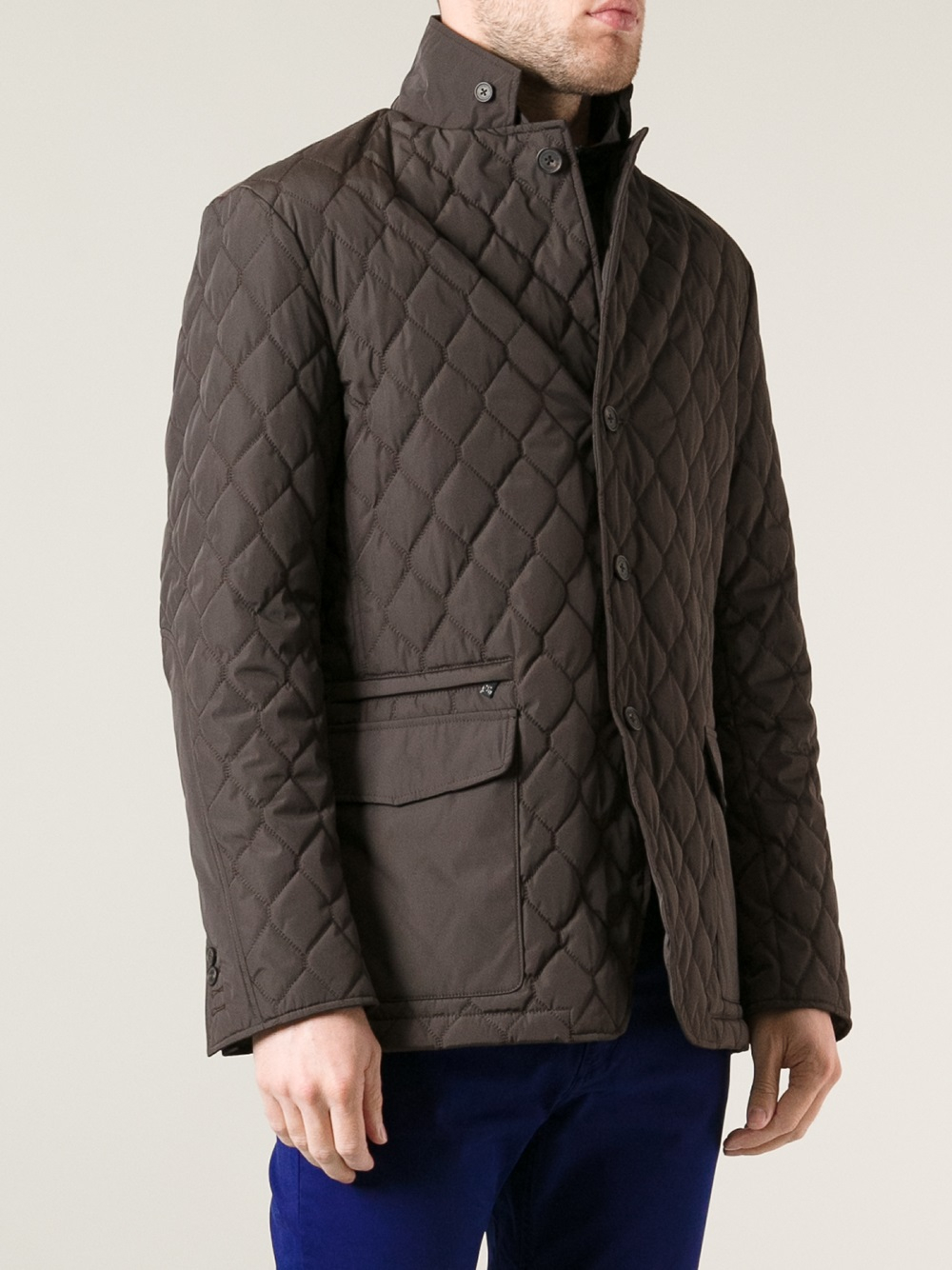 Lyst - Corneliani Quilted Jacket in Brown for Men