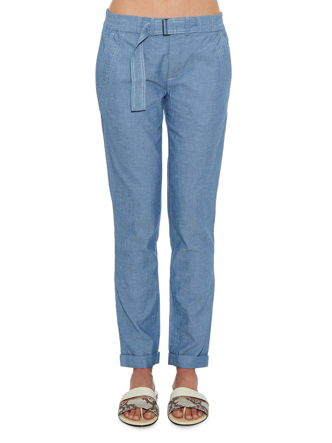 blue belted trousers