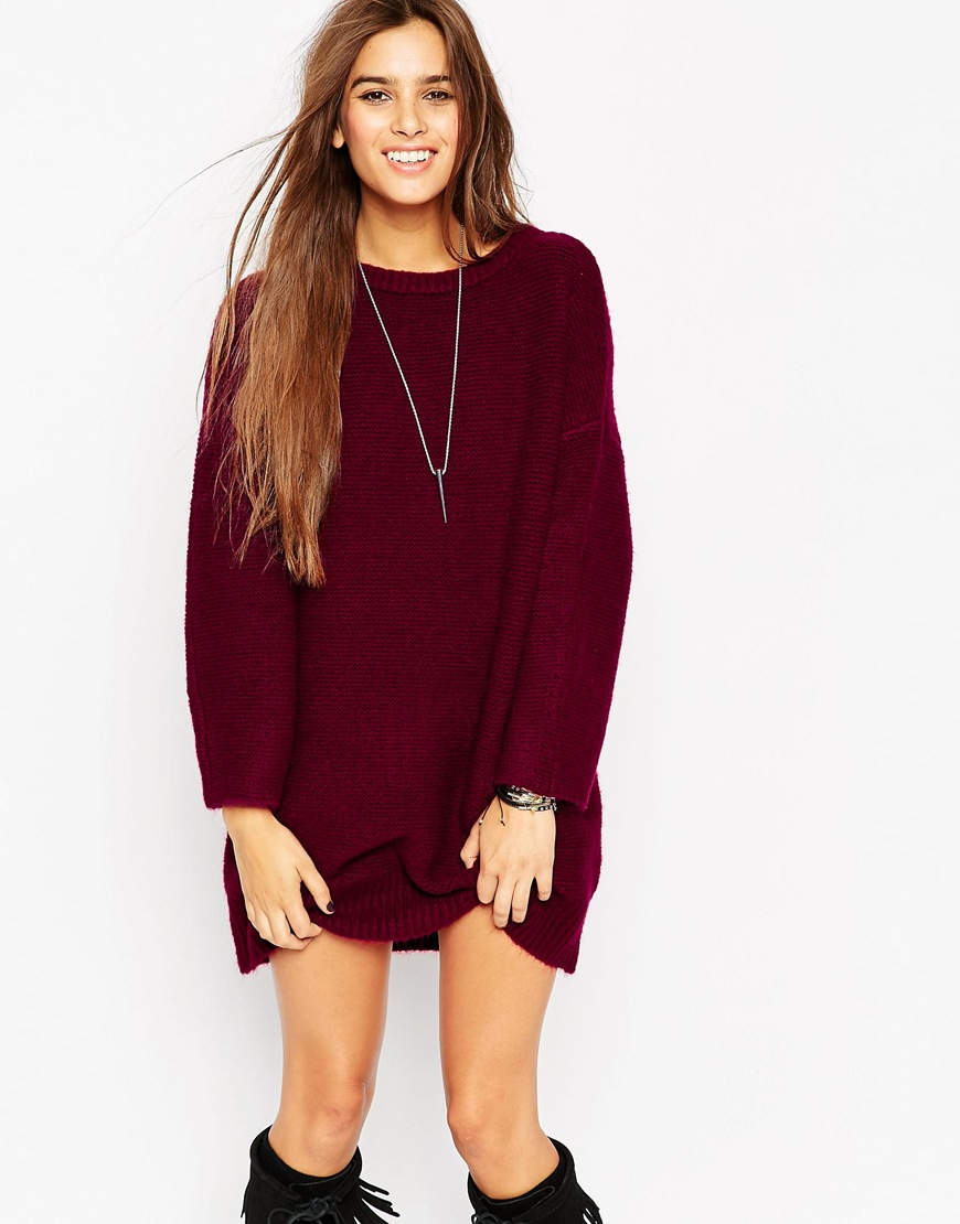 asos-oversized-jumper-dress-in-chunky-knit-in-purple-lyst