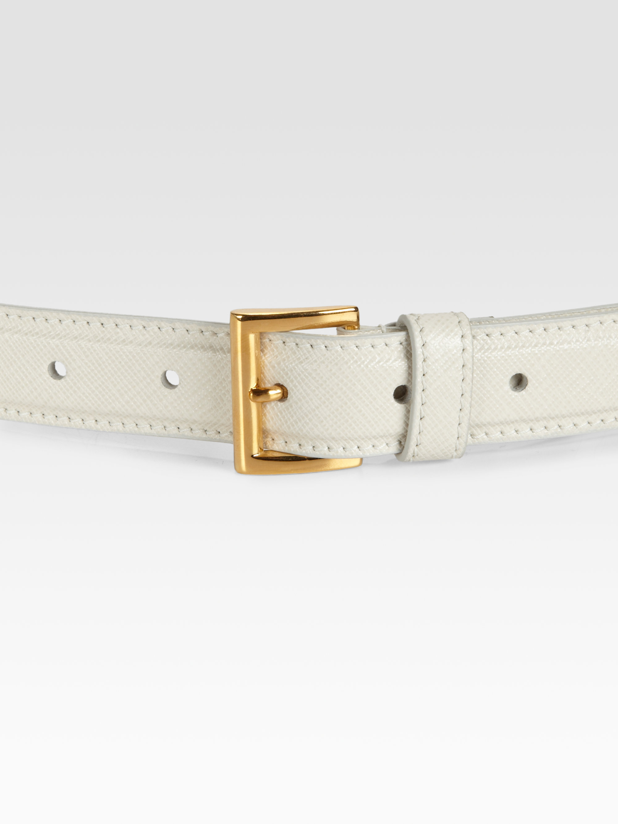 Prada Leather Belt in White (ivory) | Lyst  