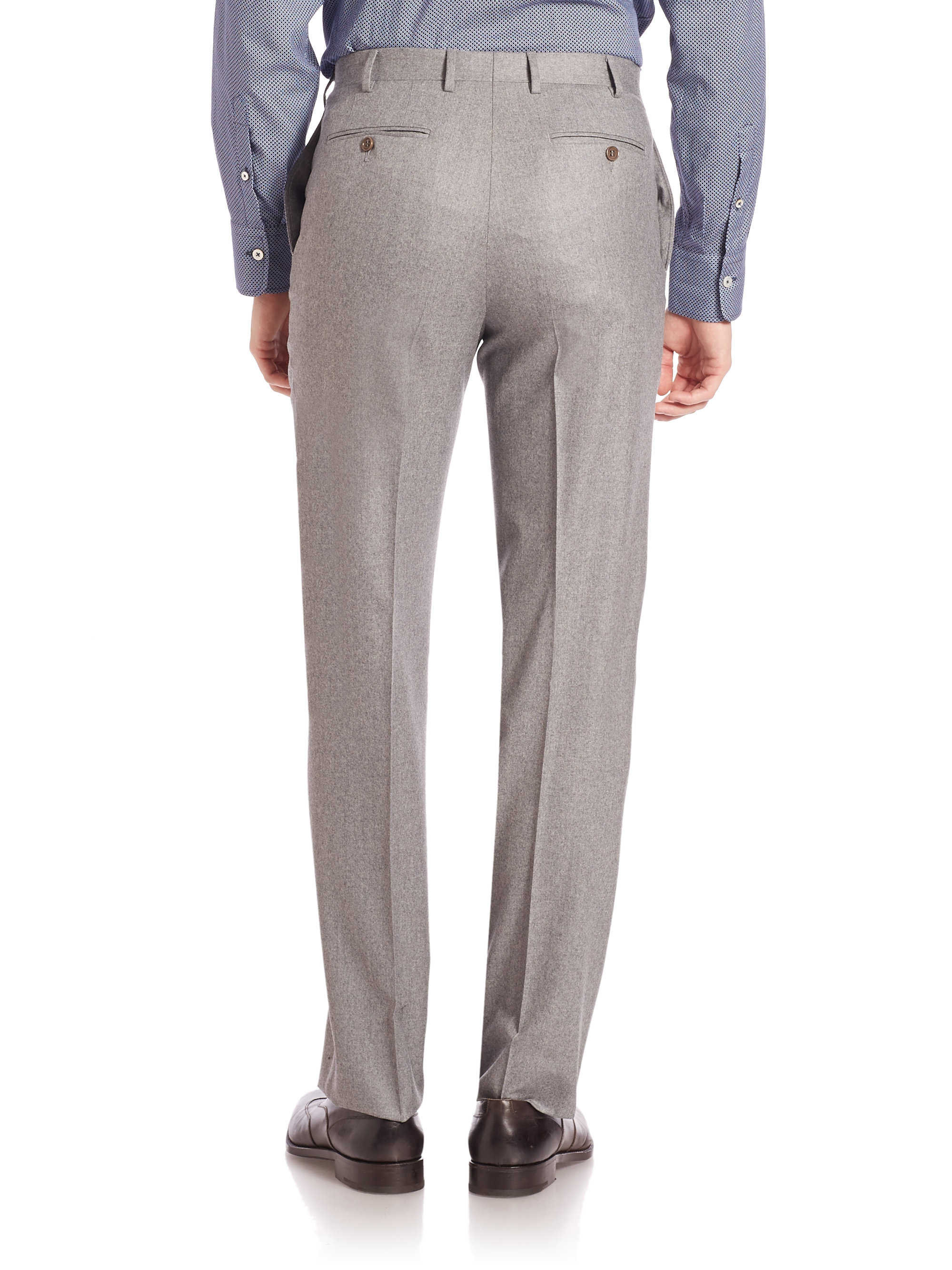 Canali Light Grey Flannel Trousers in Gray for Men | Lyst