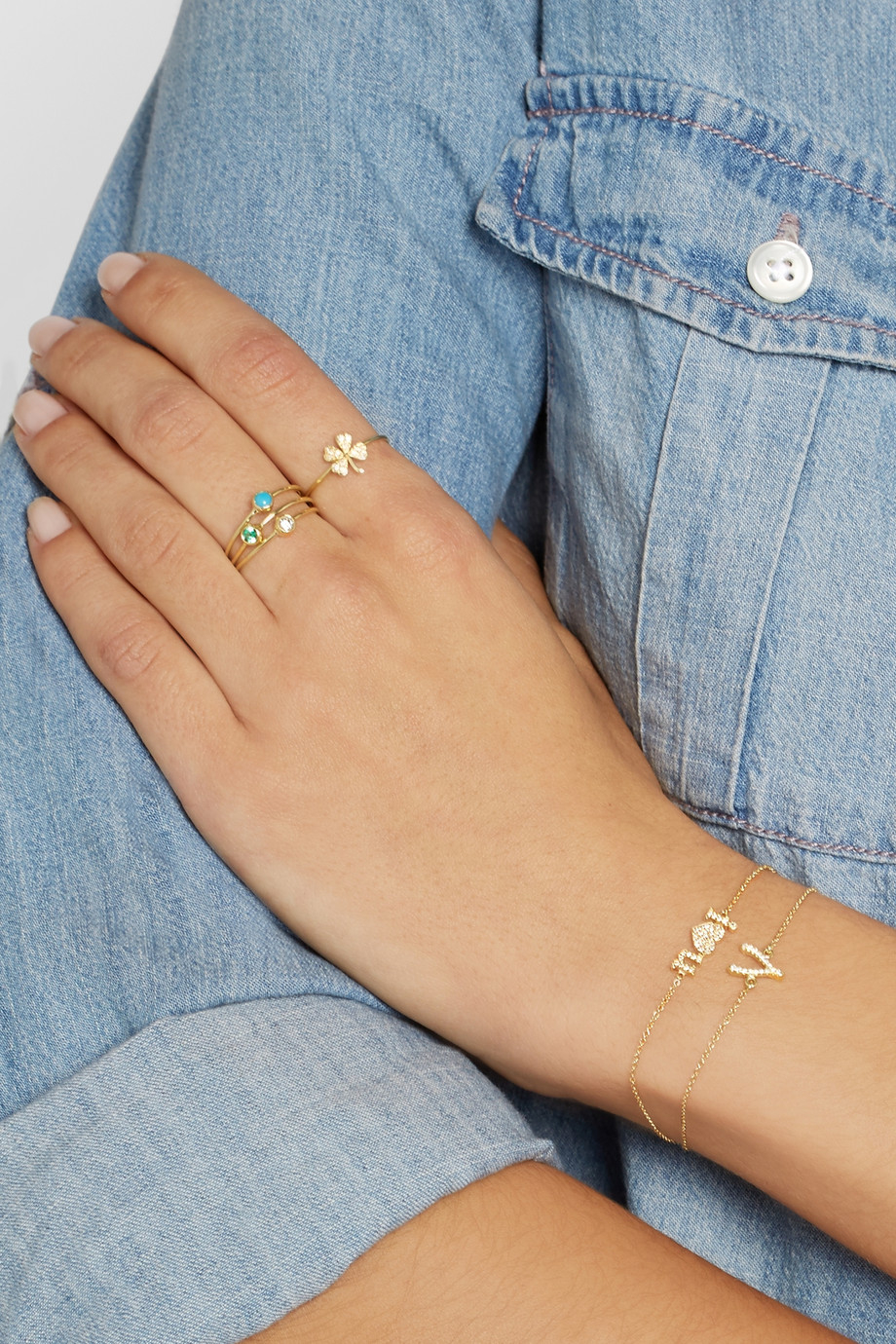 Lyst Jennifer Meyer 18 Karat Gold Diamond Wishbone Bracelet In Gallery