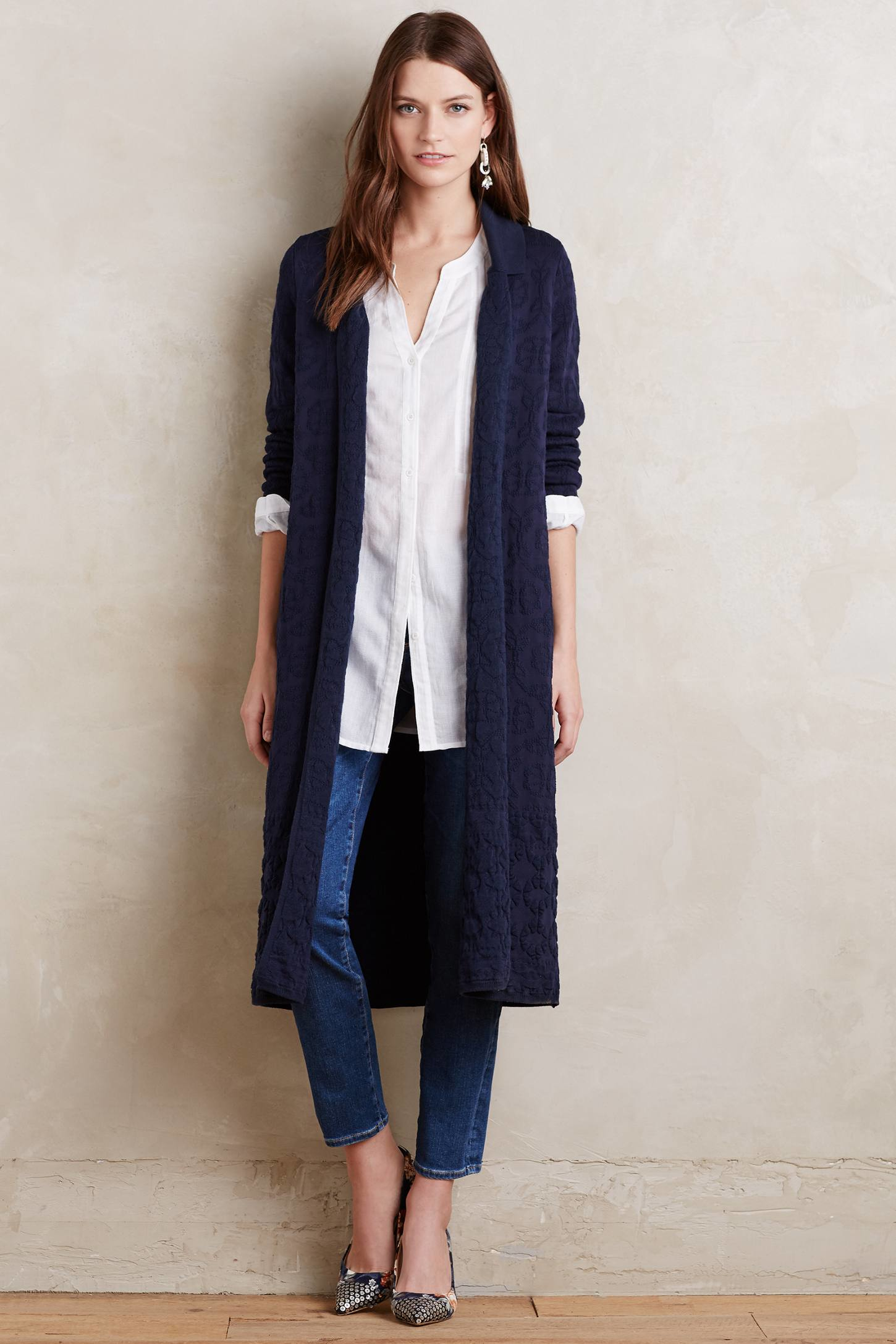 navy blue duster cardigan