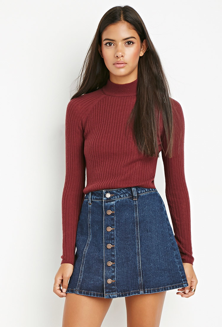 Forever 21 Contemporary Life In Progress Buttoned A-line Denim Skirt in ...