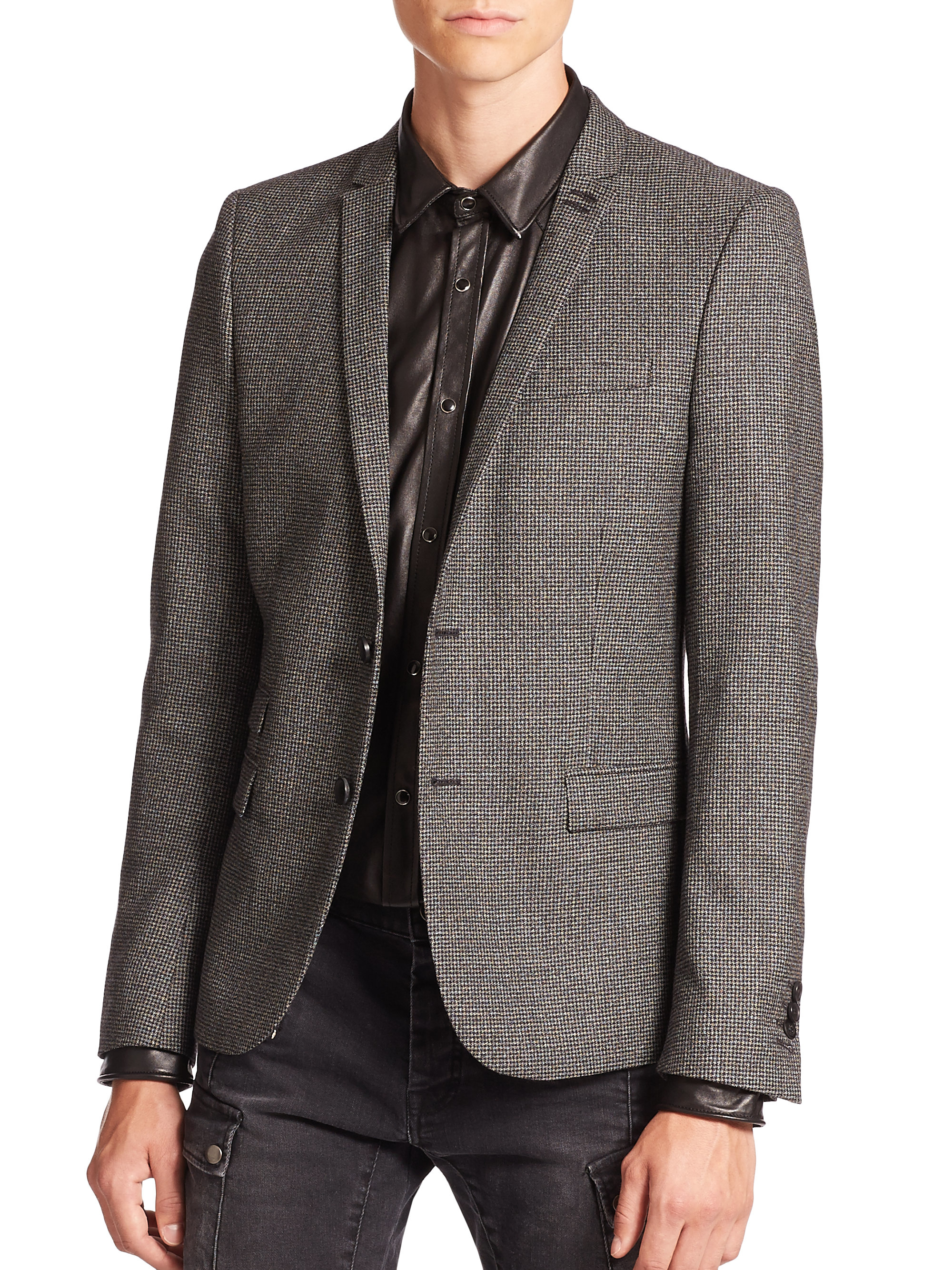 Lyst - The Kooples Houndstooth Wool Jacket in Gray for Men