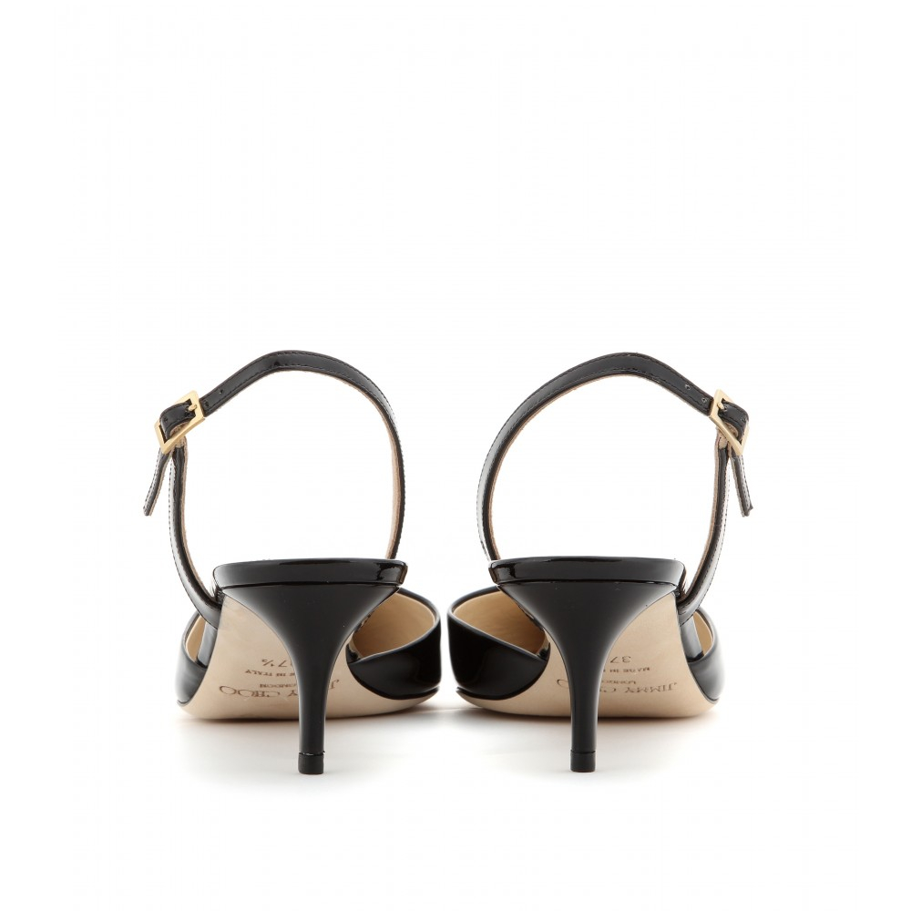 Lyst - Jimmy Choo Tide Patent-leather Kitten-heel Sling-backs in Black