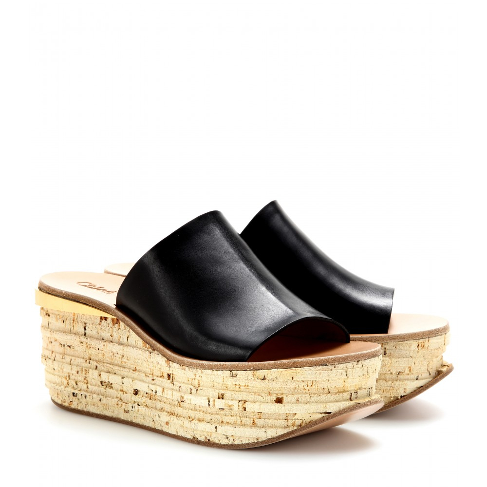 womens black wedge mules