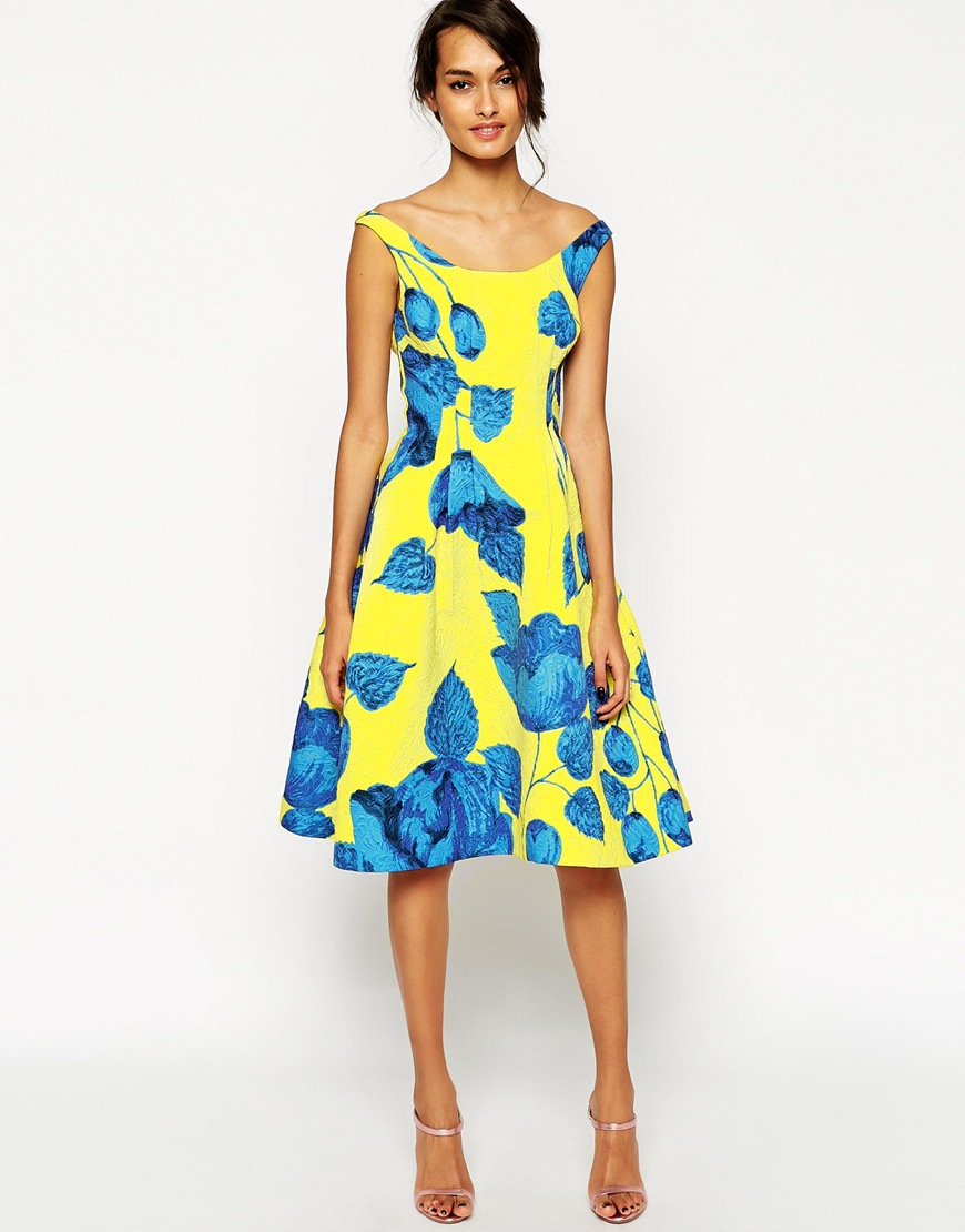 Lyst - ASOS Bardot Skater Dress In Large Floral Jacquard