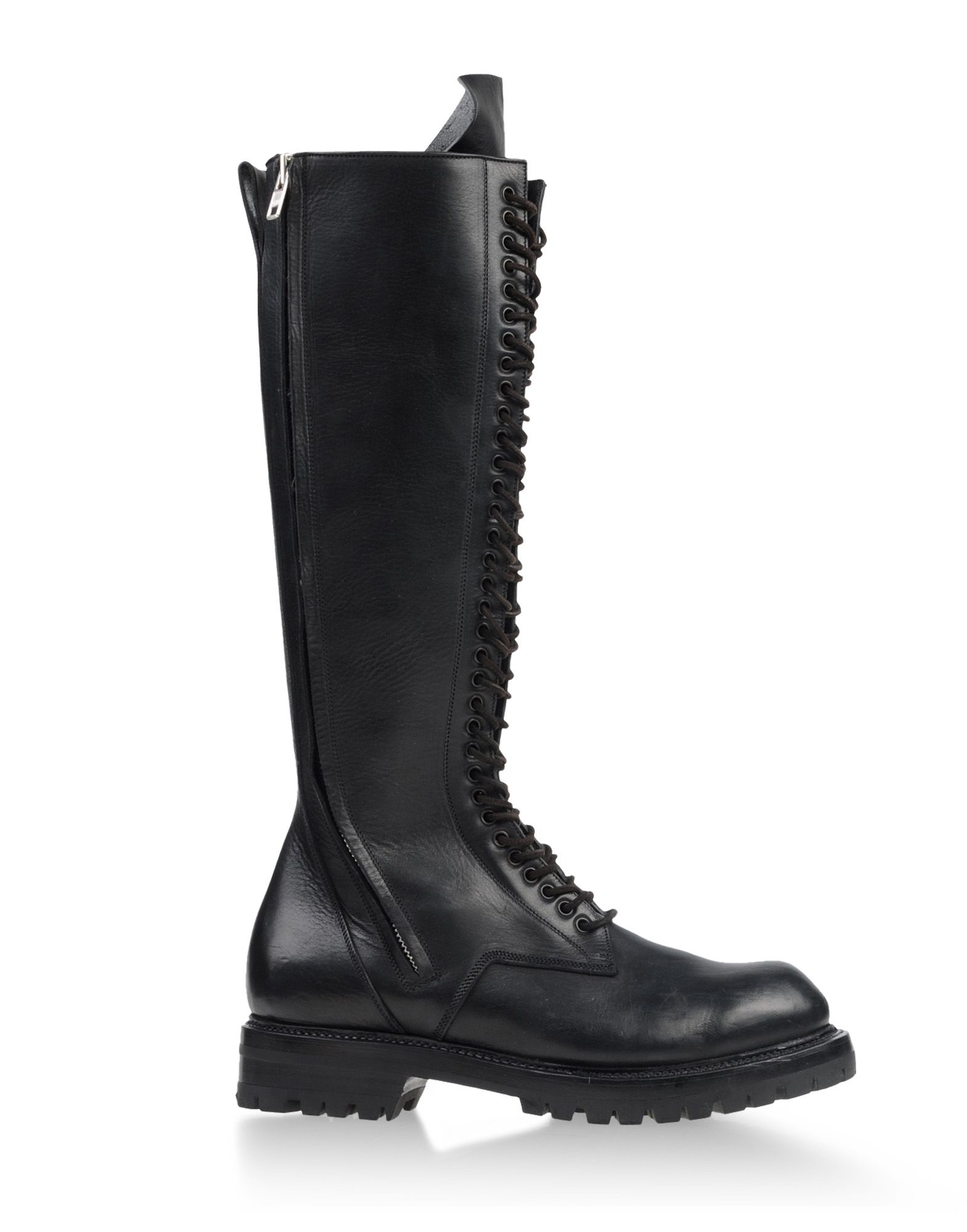 Rick owens Lace-Up Leather Knee-High Boots in Black for Men | Lyst