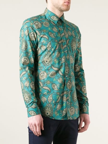 Gucci Paisley Print Shirt in Green for Men | Lyst