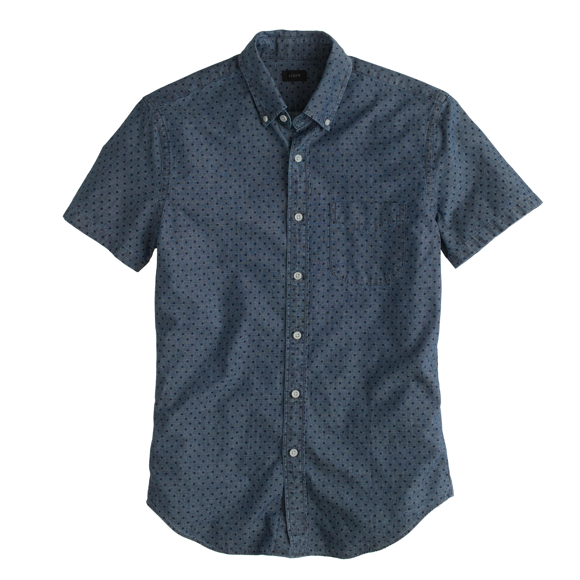 Lyst - J.Crew Chambray Short-sleeve Shirt In Classic Navy Dot in Blue ...