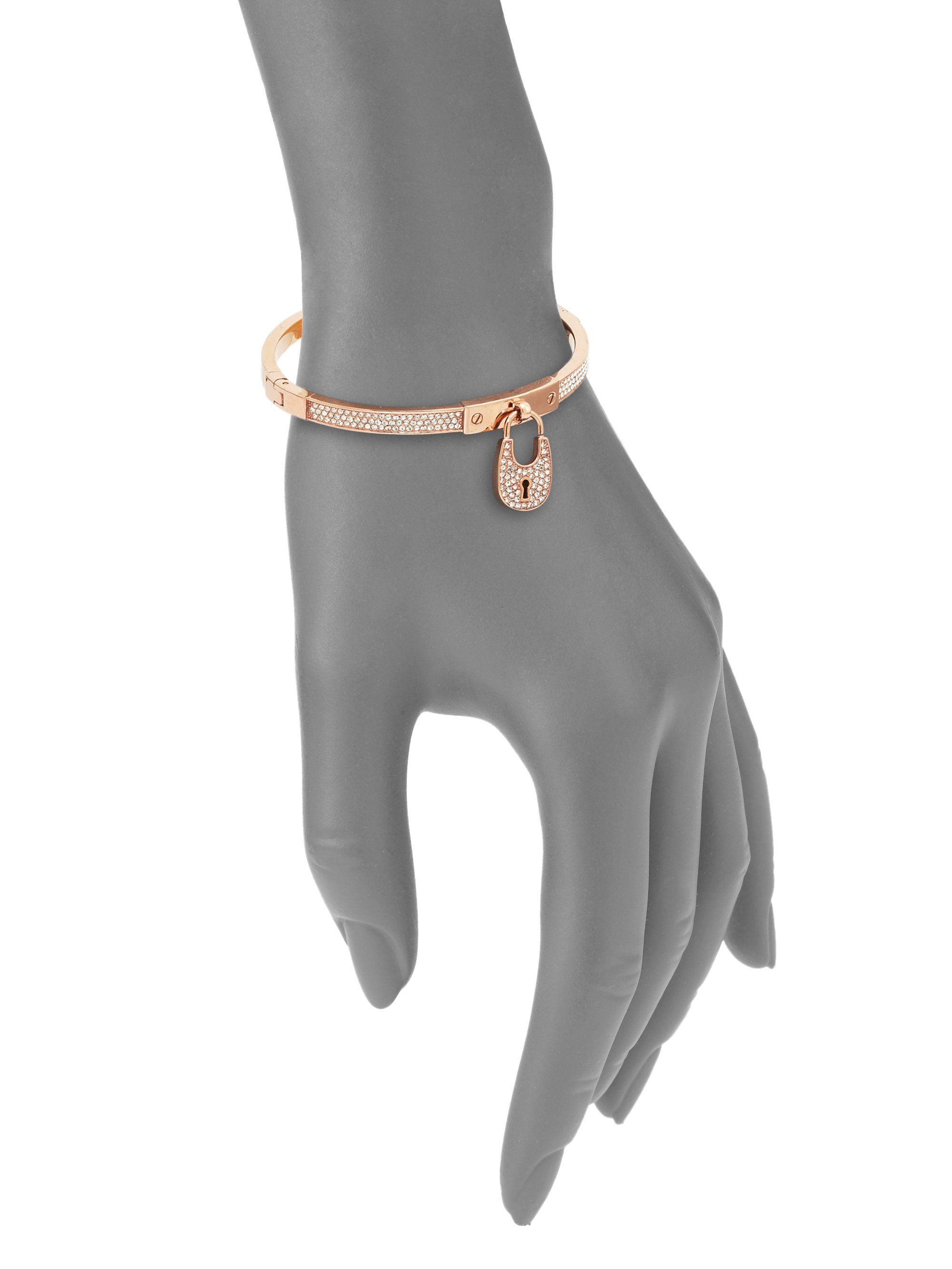 Lyst Michael Kors Heritage Padlock Pave Bracelet In Pink Gallery