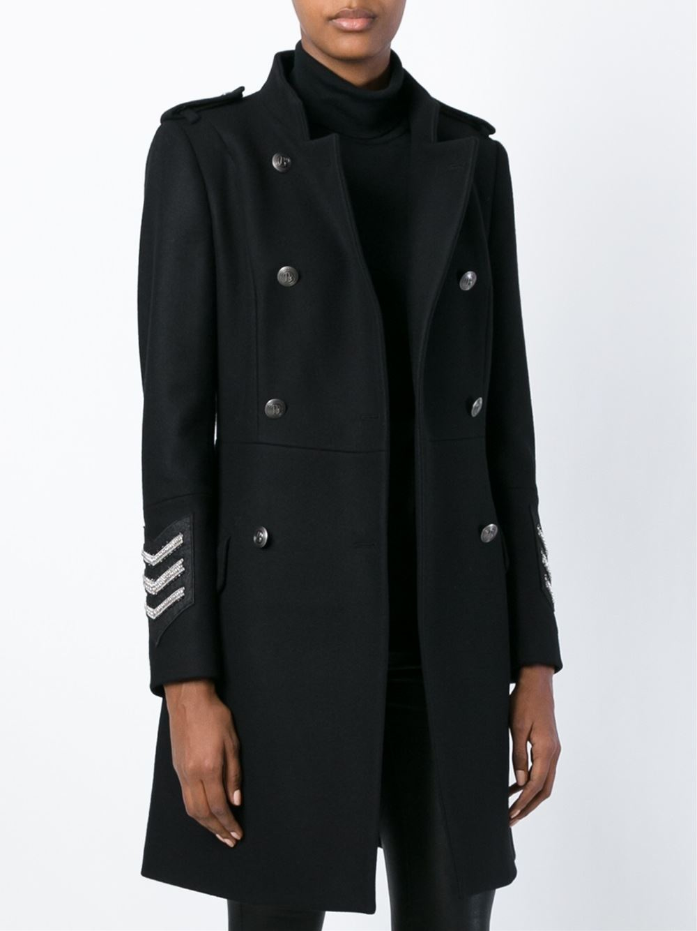 Balmain Military Coat in Black Lyst