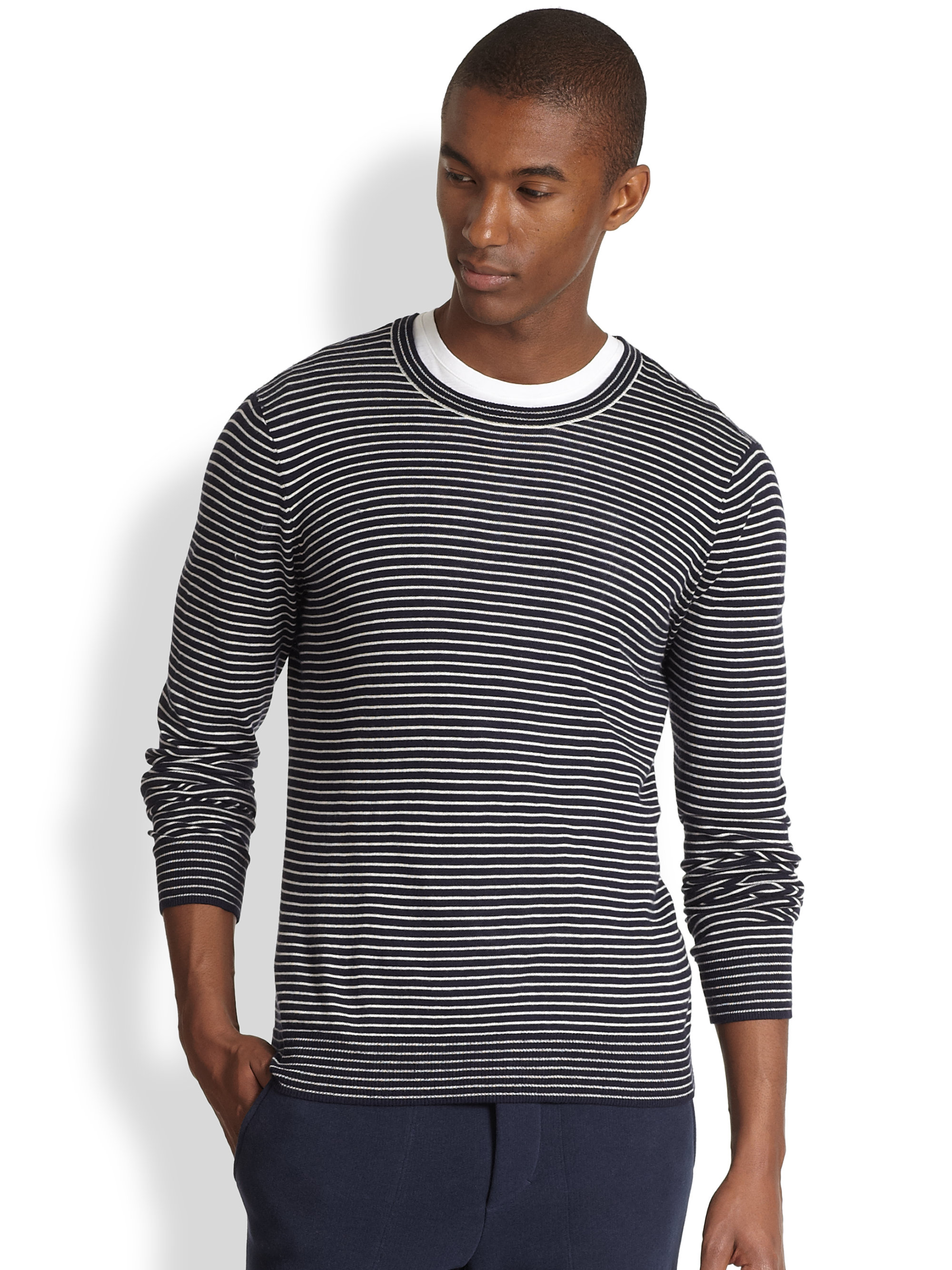 mens striped crewneck