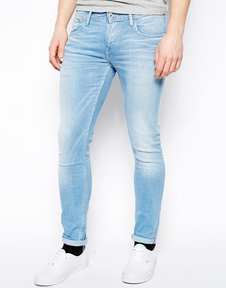 Pepe Jeans Finsbury Skinny Fit Light Wash in Blue for Men (Superstone ...