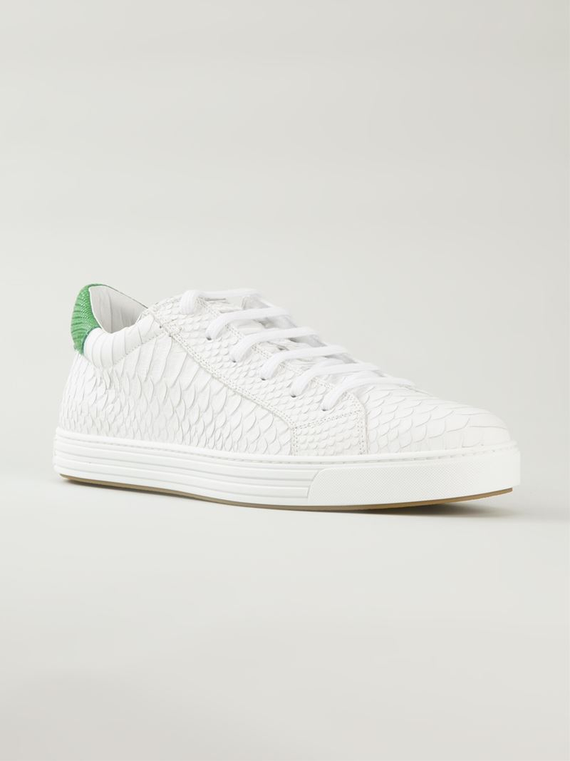 DSquared² Embossed Crocodile-Effect Sneakers in White for Men - Lyst