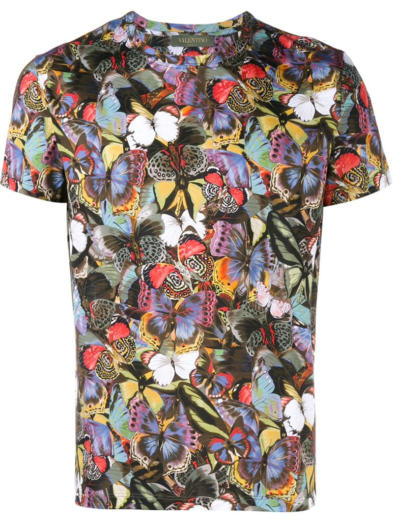 Valentino Cotton 'camubutterfly' T-shirt for Men - Lyst