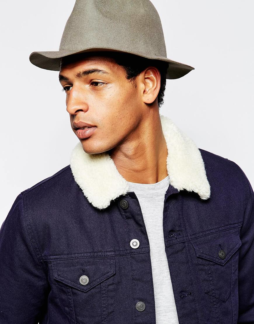 Lyst Asos Fedora Hat In Light Grey Felt With Unstructured Brim in
