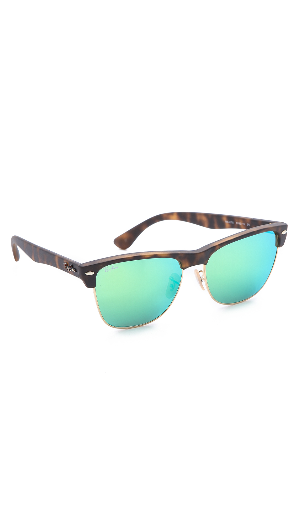 Lyst Ray Ban Oversized Clubmaster Sunglasses With Mirrored Lens In Green For Men 4511