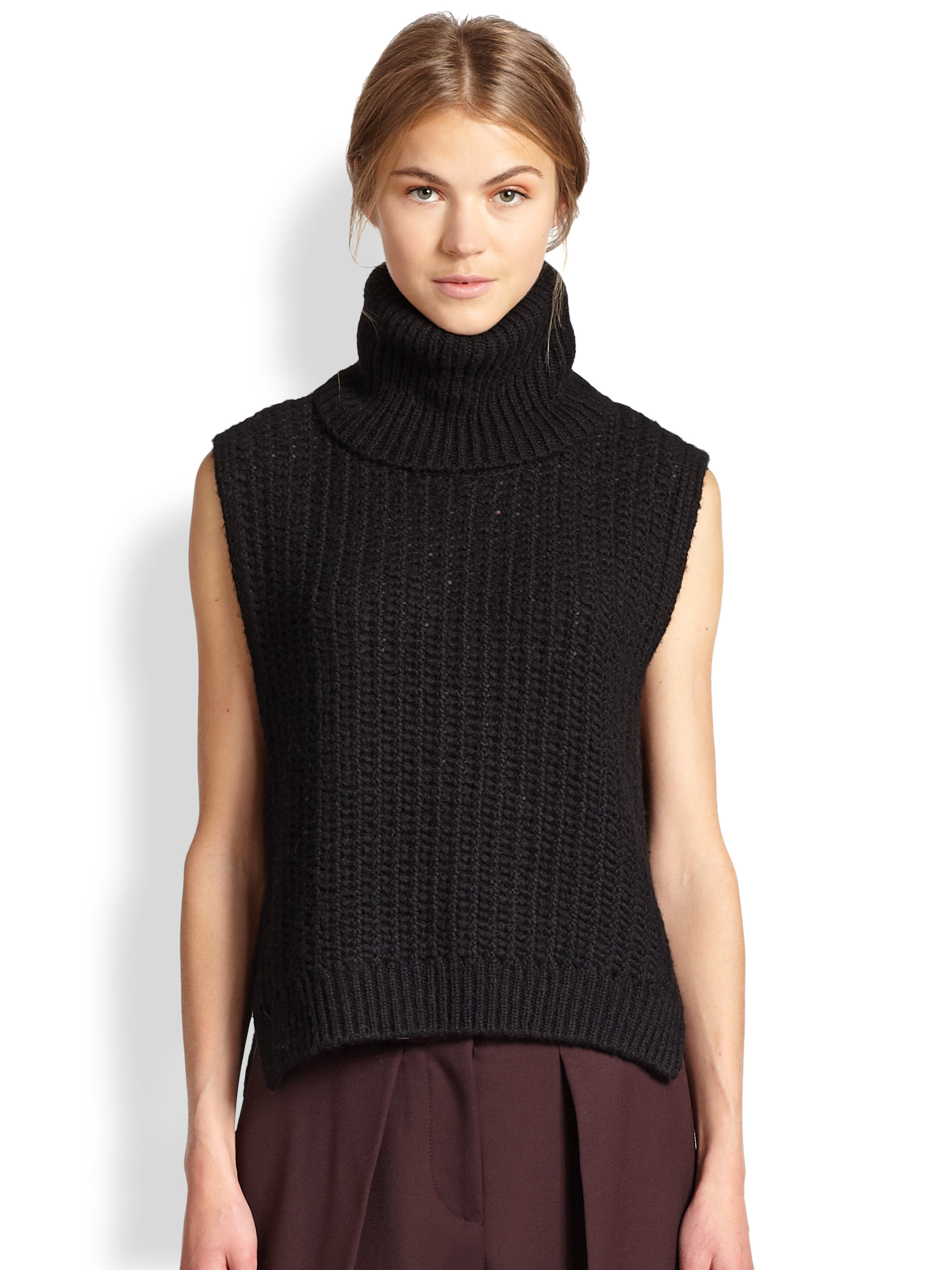 Lyst - 3.1 Phillip Lim Alpaca Sleeveless Turtleneck Sweater in Black