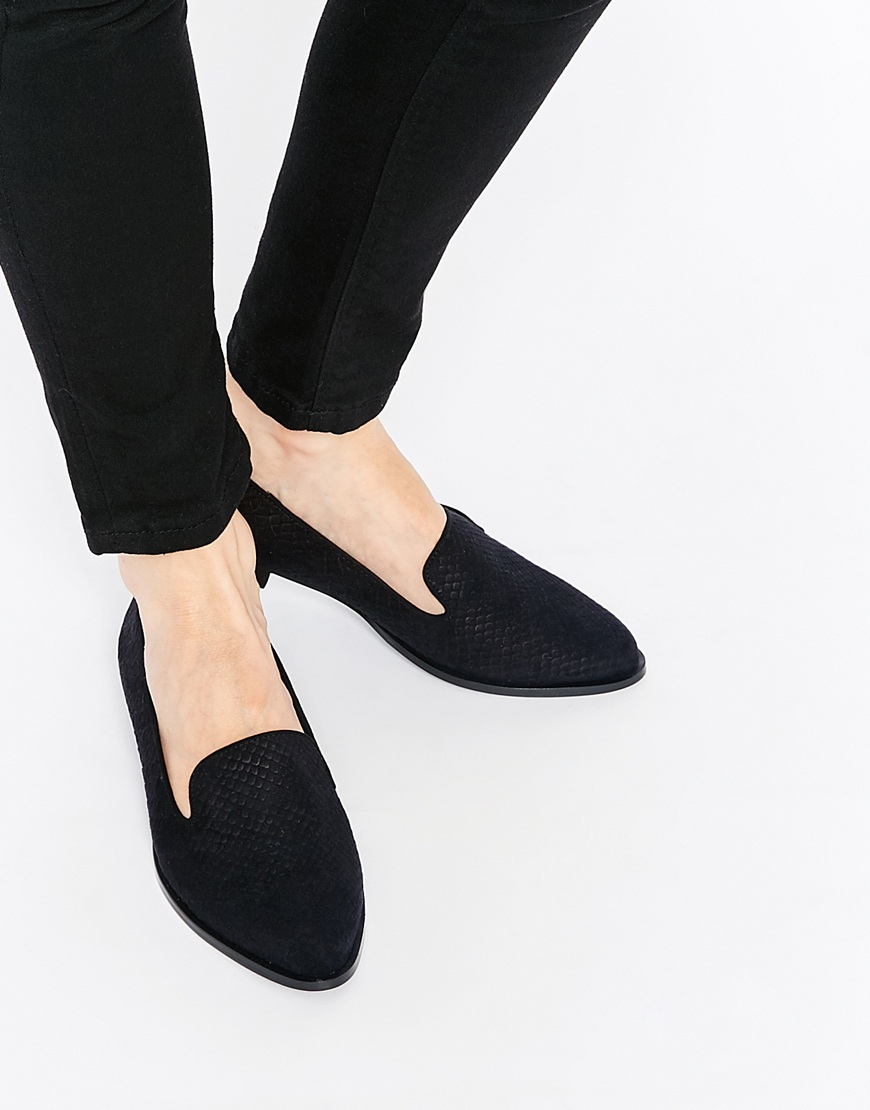 Faith Alpine Black Embossed Flat Shoes - Black in Black - Lyst