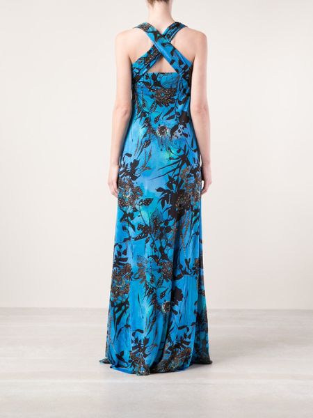 Etro Floral Print Dress in Blue | Lyst