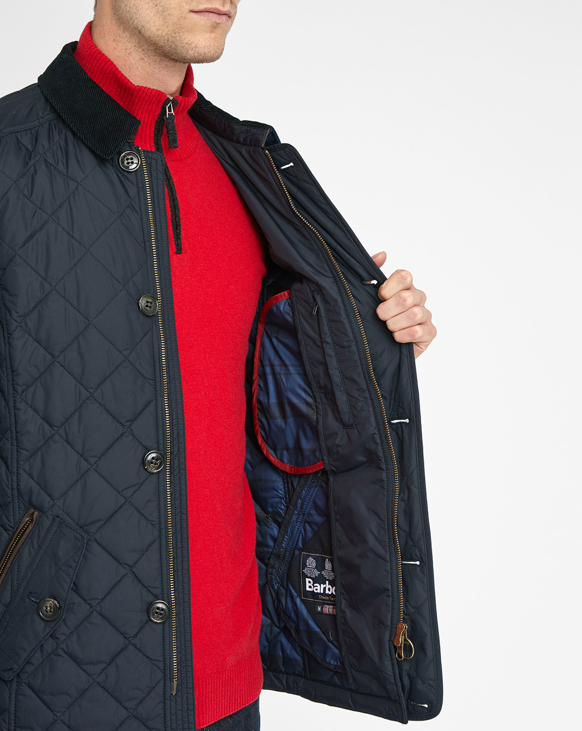 Barbour Navy Fortnum Corduroycollar Quilted Jacket in Blue for Men Lyst