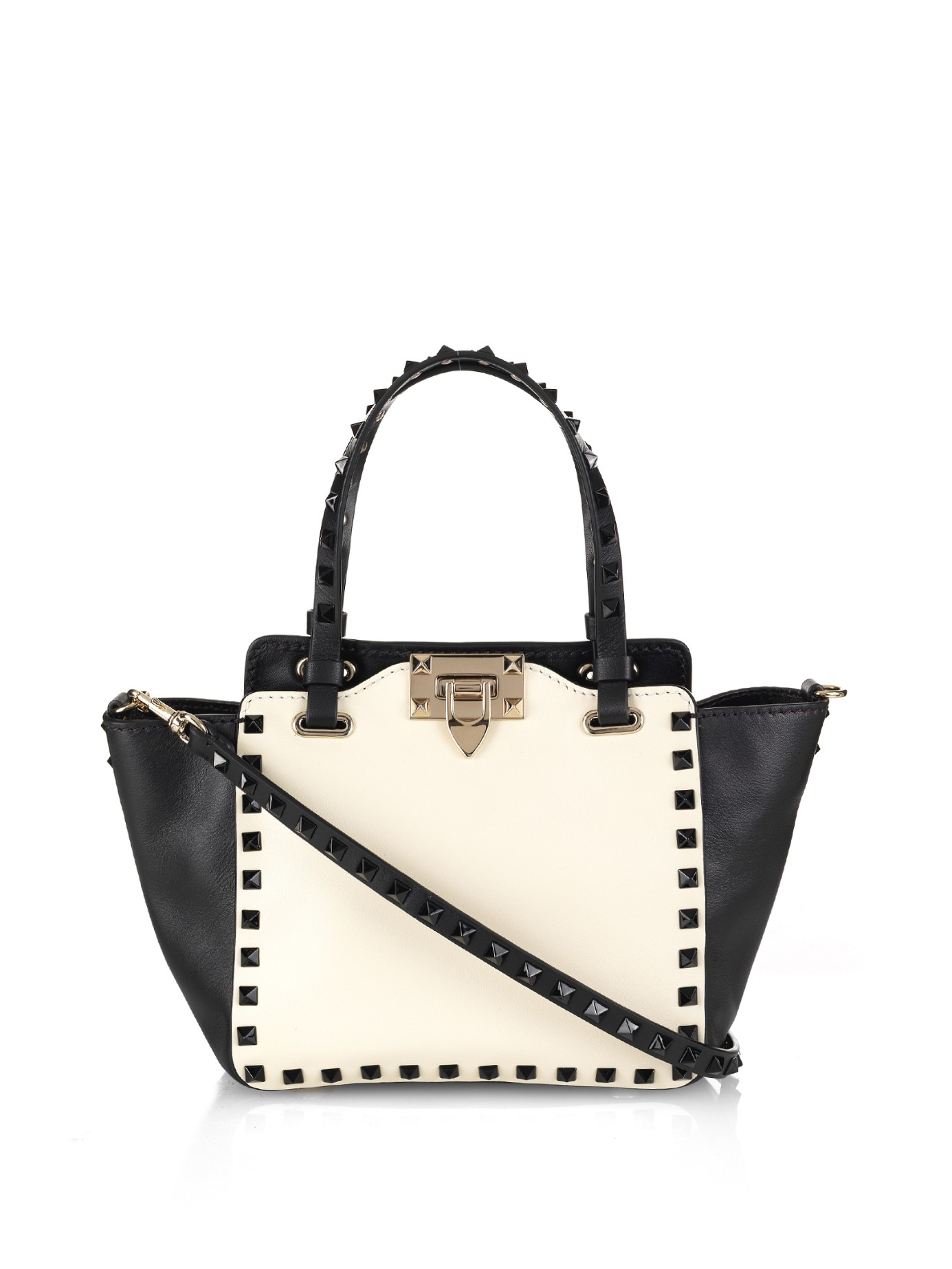 Lyst - Valentino Rockstud Mini Leather Cross-body Bag in Black