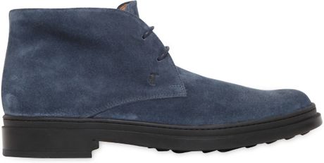 Tod's Suede Desert Ankle Boot in Blue for Men | Lyst
