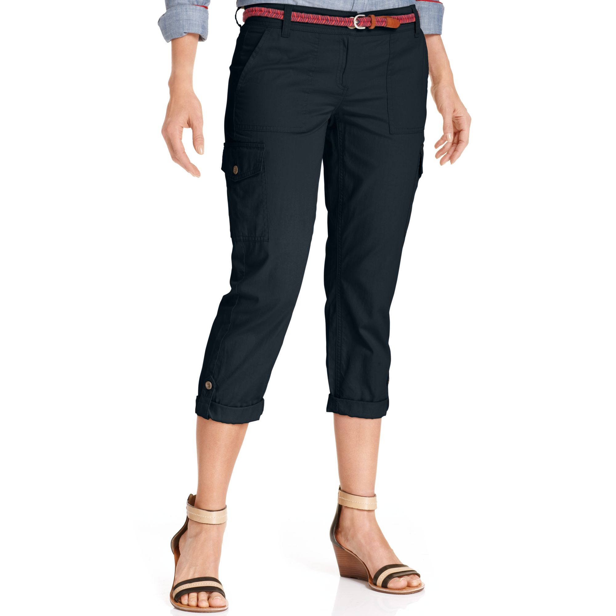 Lyst - Tommy hilfiger Cropped Cargo Pants in Blue