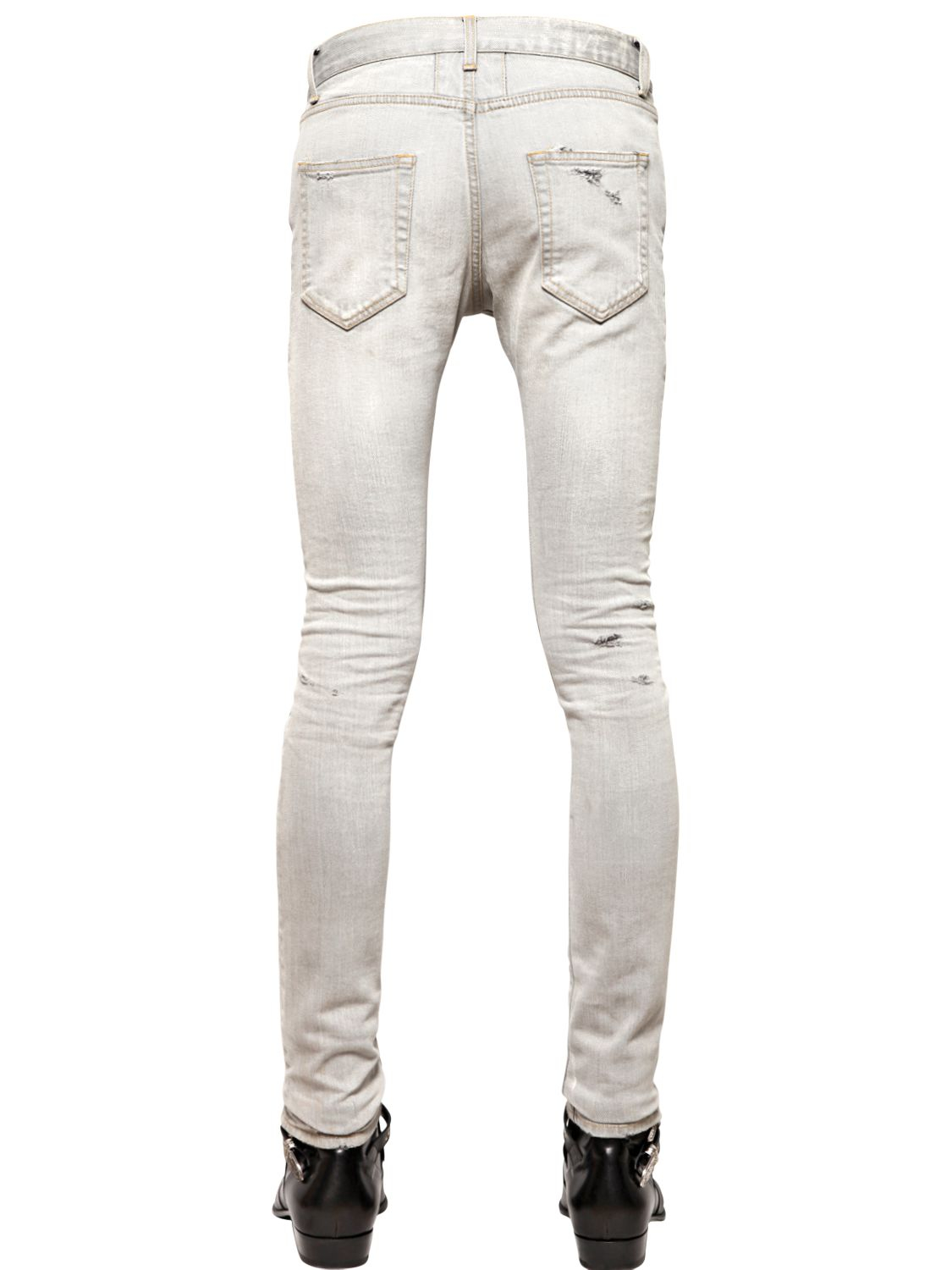 Lyst - Saint Laurent 15.5cm Skinny Ripped Denim Jeans in Gray for Men