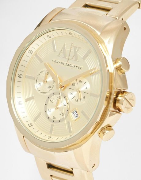 Armani Exchange Chronograph Gold Stainless Steel Strap Watch Ax2099 in ...